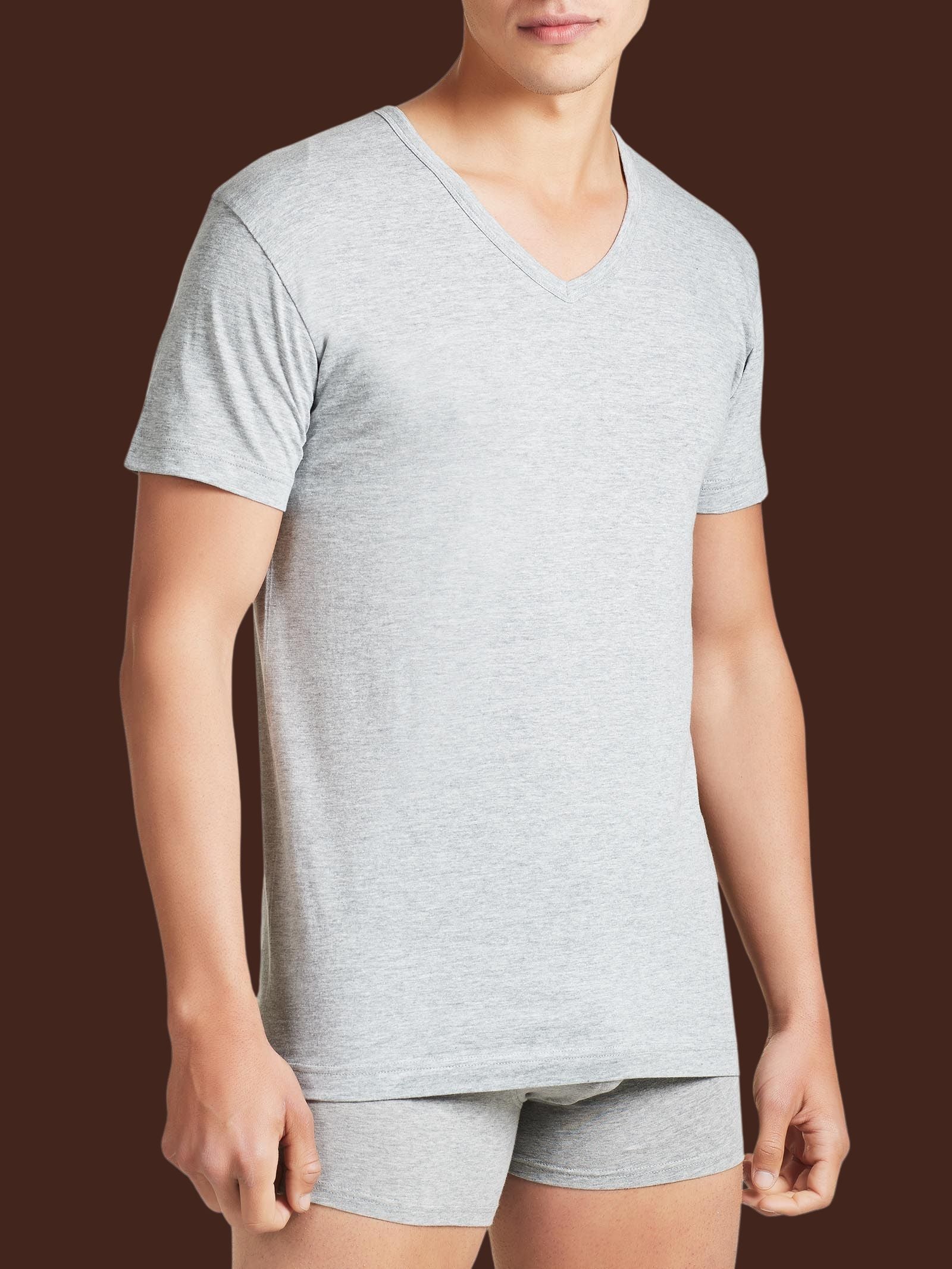 Ragno 100% Cotton maglietta scollo V argento bipack cotone