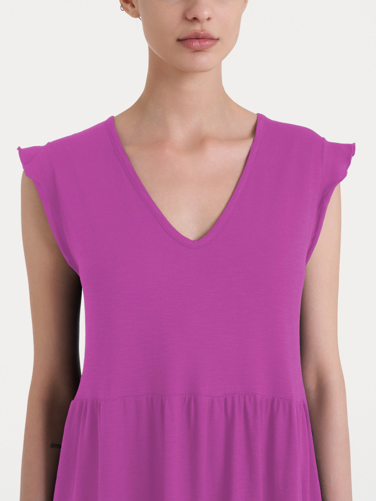 Ragno Jersey Cotone Abito Lungo Manichine Cattleya Orchid
