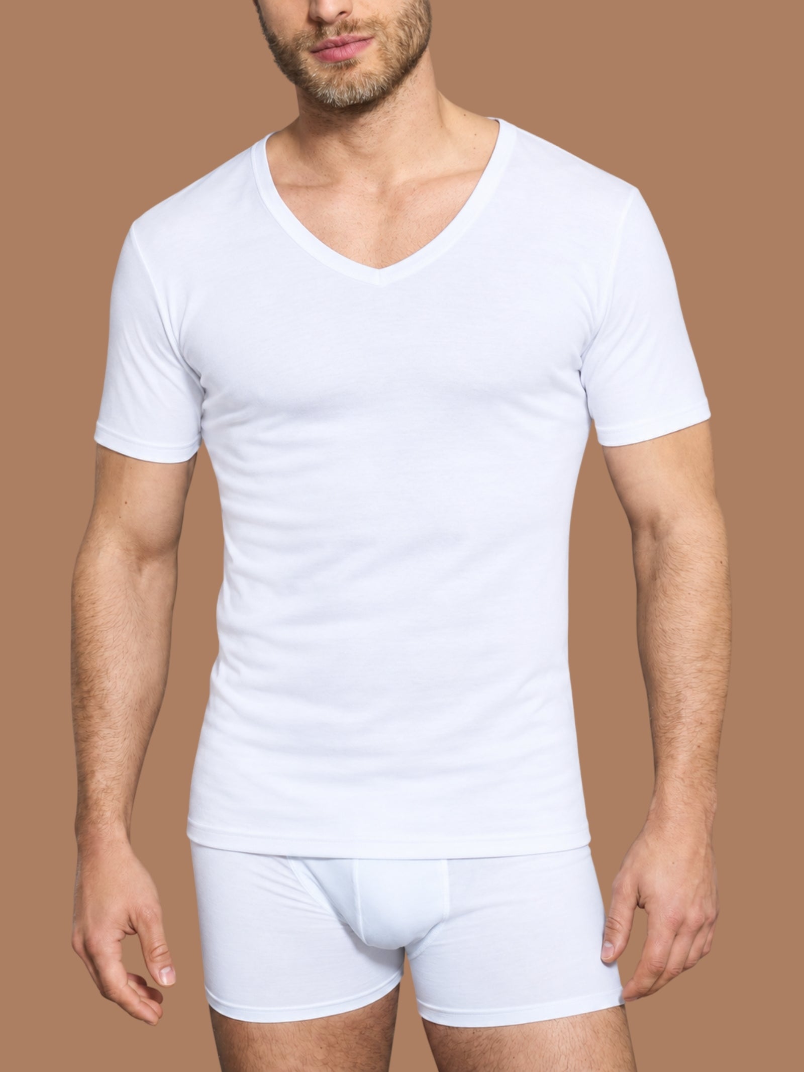 Ragno Thermo Cotton maglietta scollo V manica corta Bianco cotone