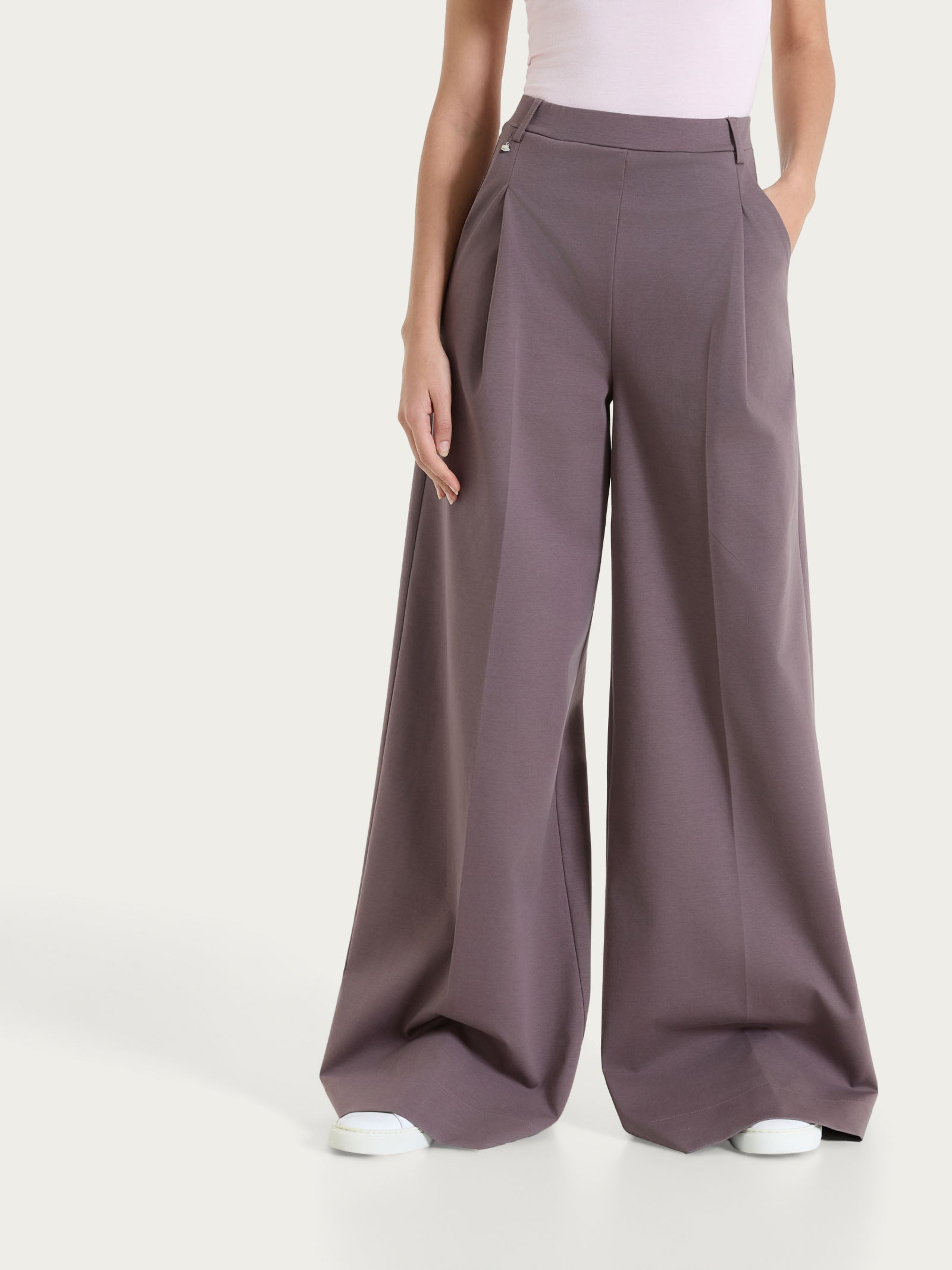 Ragno Compact Light pantalone palazzo plum truffle