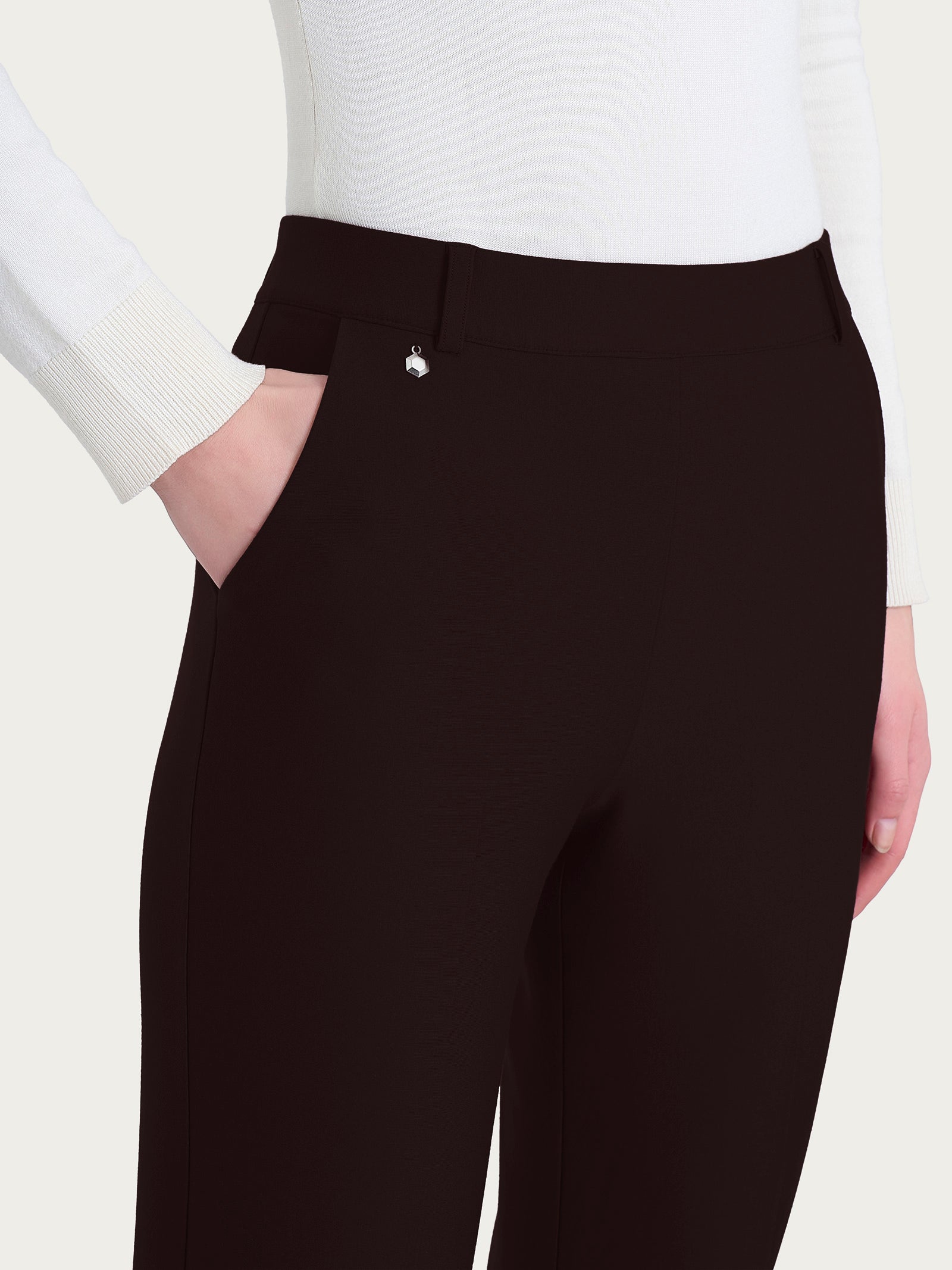 Ragno Compact pantalone flare lungo Chocolate Torte tasche elasticizzato