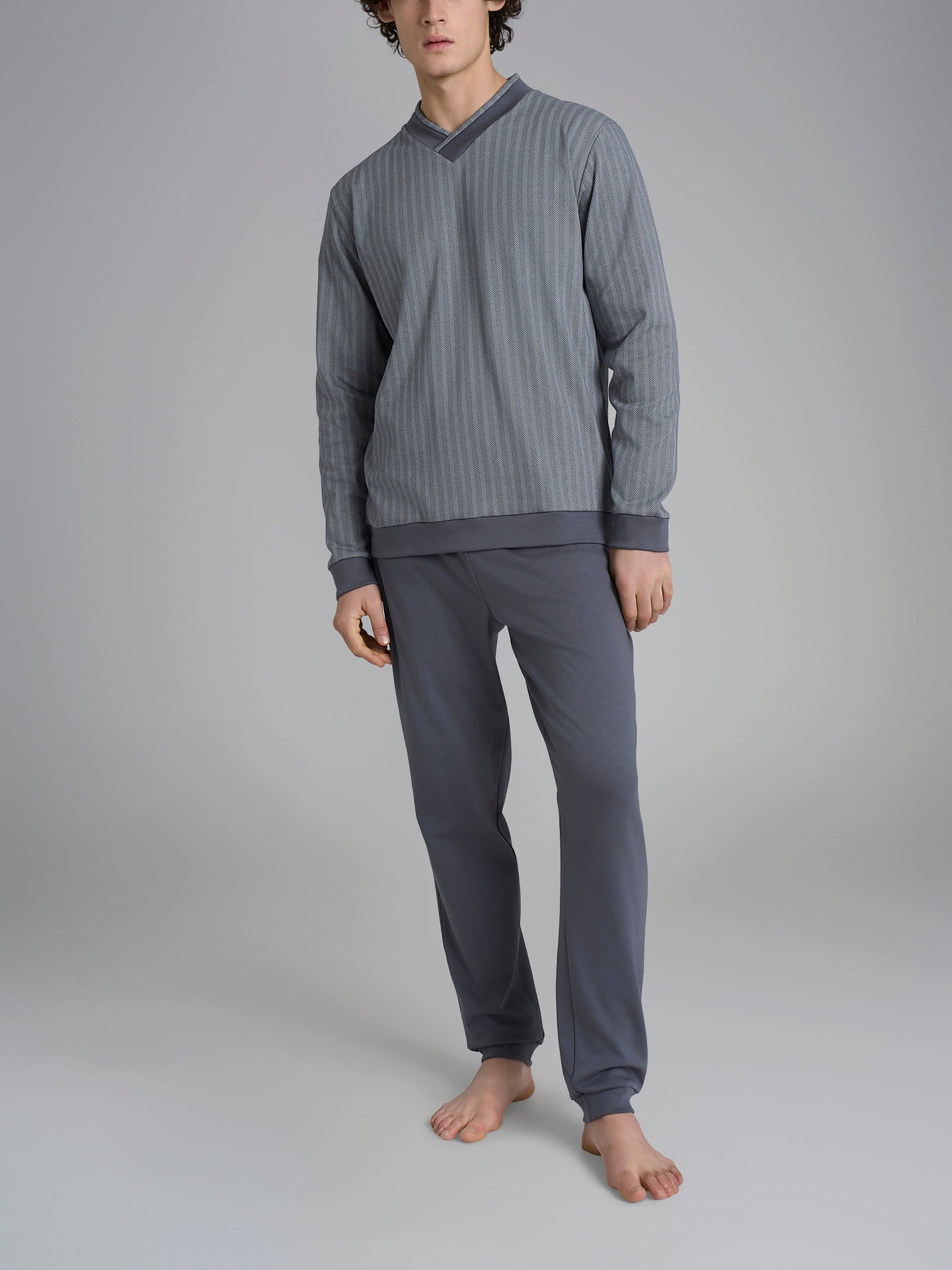 Ragno Sport Pigiama Lungo Scollo V Cotone Fant. Turbulence