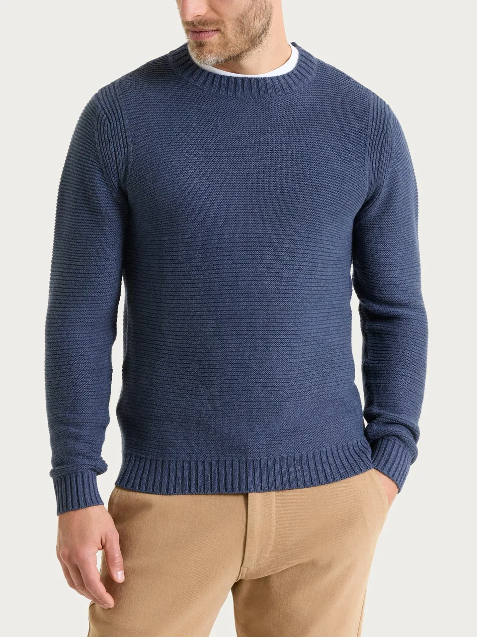 Ragno Winter Cotton Pullover Girocollo Uomo Avio Cotone