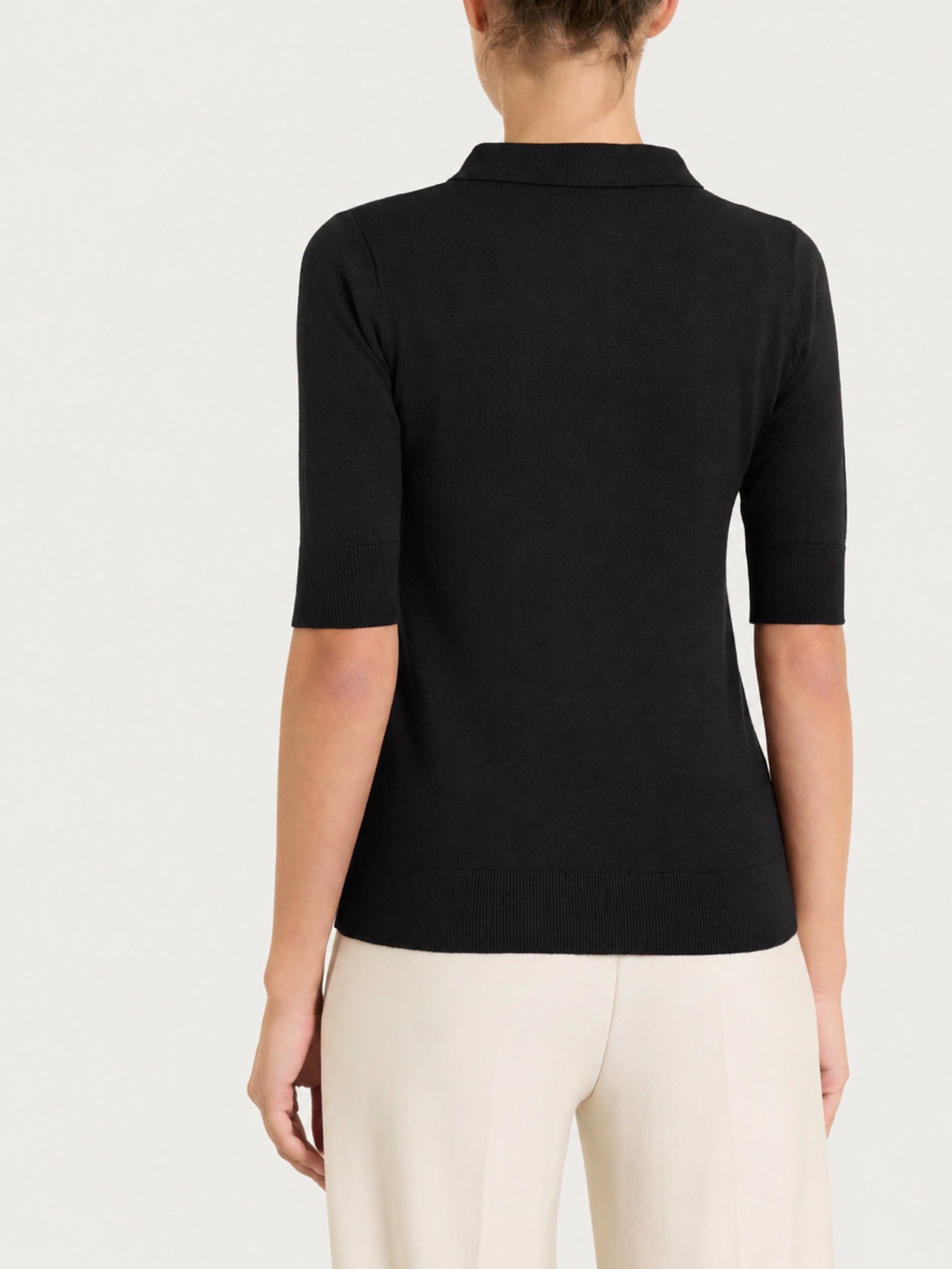Ragno Four Seasons polo donna Nero manica corta viscosa