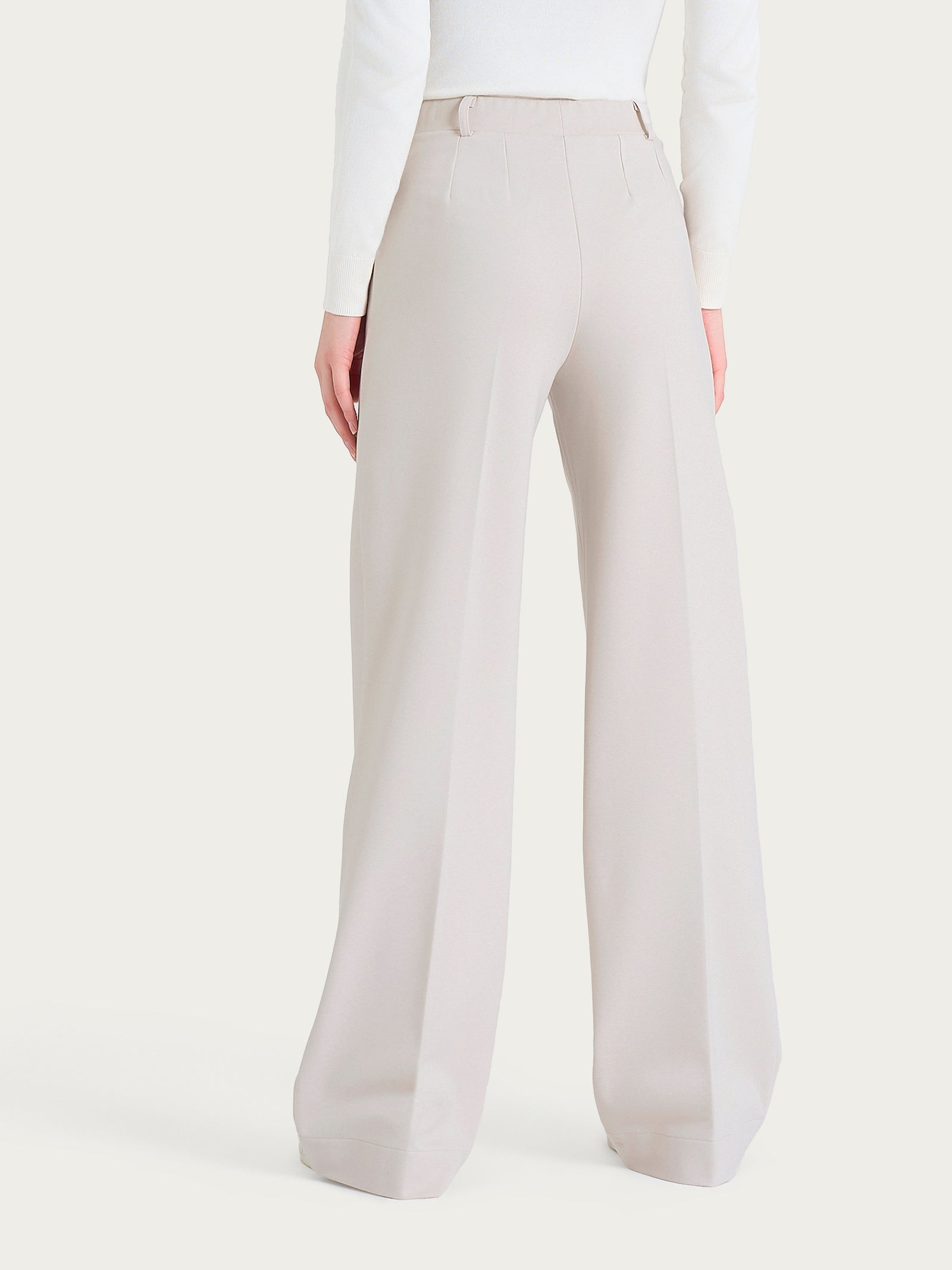 Ragno Cashmere Compact pantalone palazzo Champignon con tasche