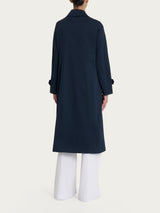 Ragno Satin Power Long Trench Coat Blue idrorepellente