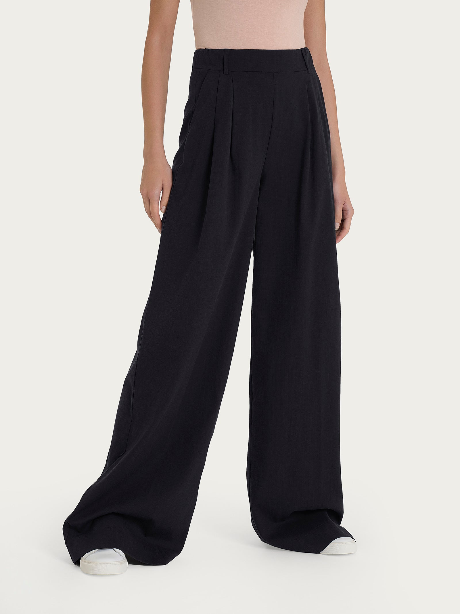 Ragno Super Natural pantalone palazzo con tasche e pinces nero