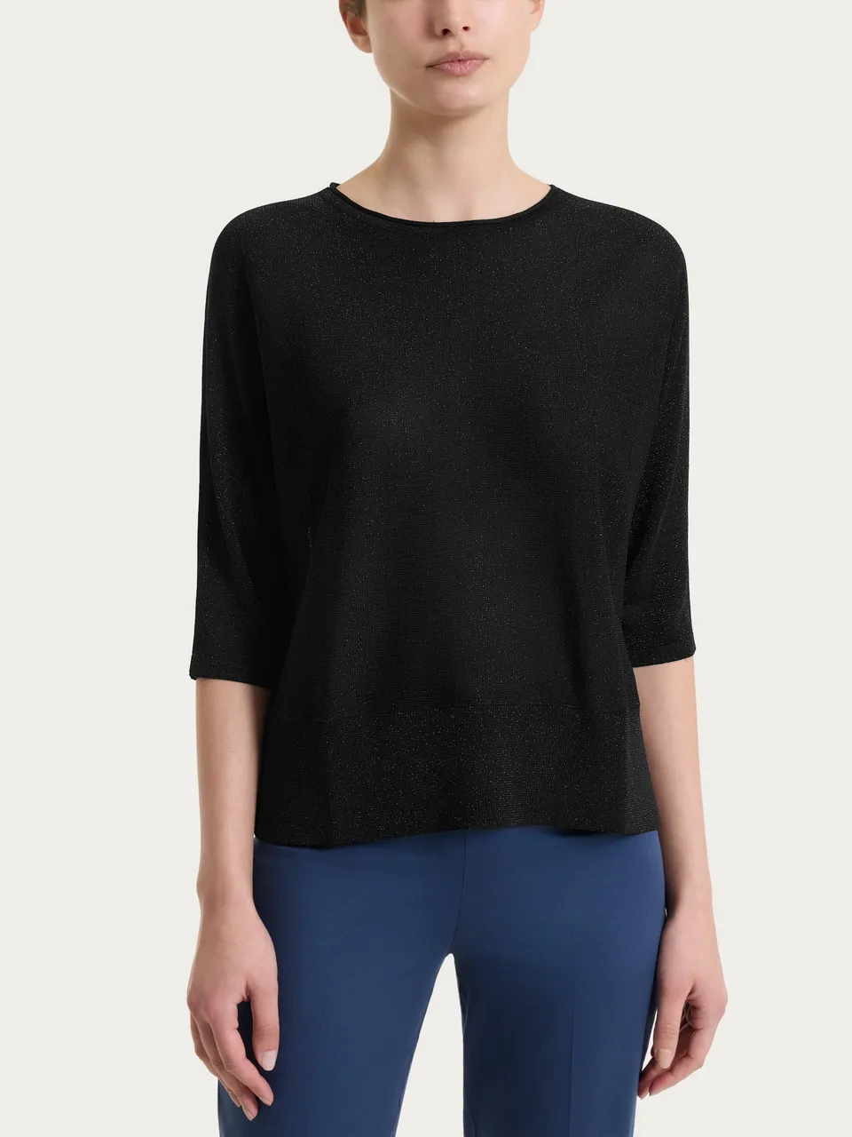 Ragno Crêpe Lurex Maglia pipistrello Nero