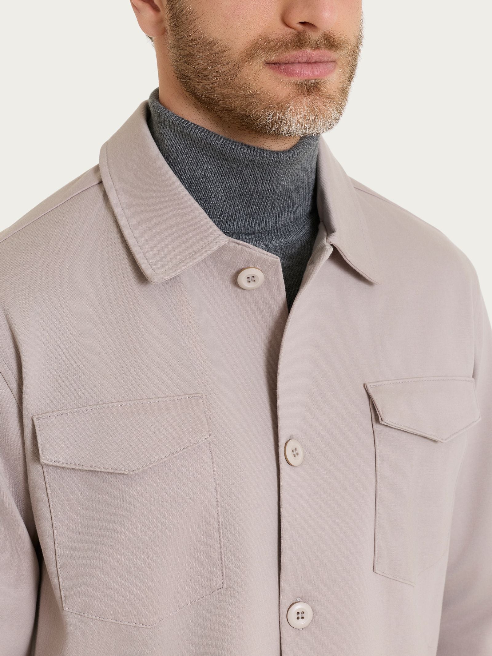 Ragno Cotton Compact Shacket giacca grigia String elasticizzata