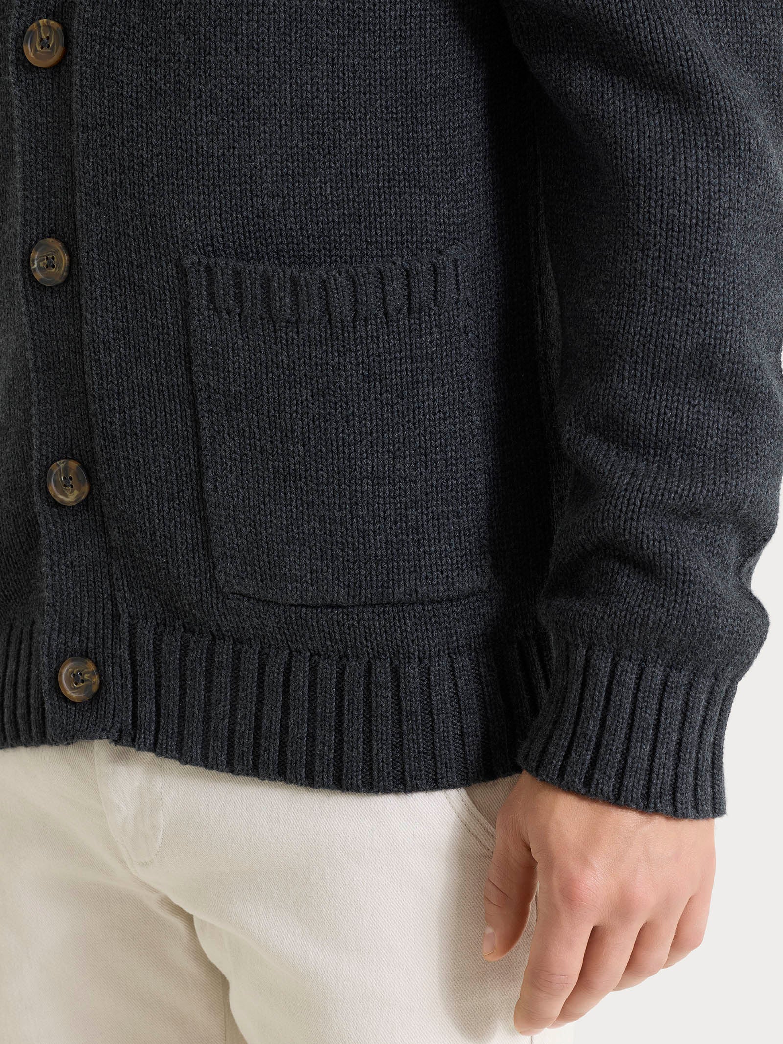 Ragno Winter Cotton Cardigan Rever Uomo Nero Melange Caldo