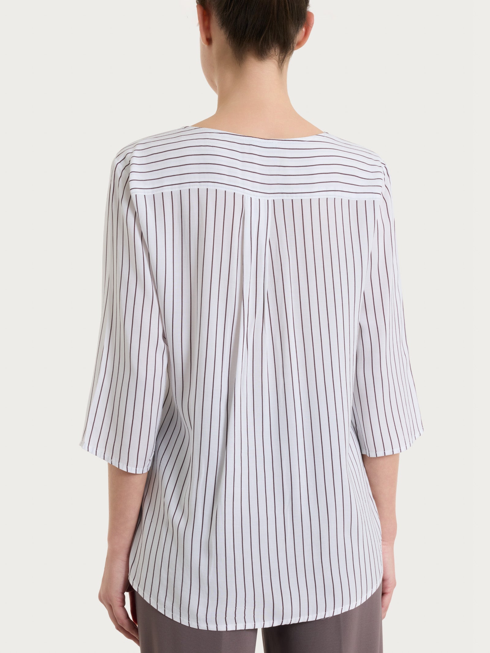 Ragno EcoSeta blusa righe manica 3/4 viola
