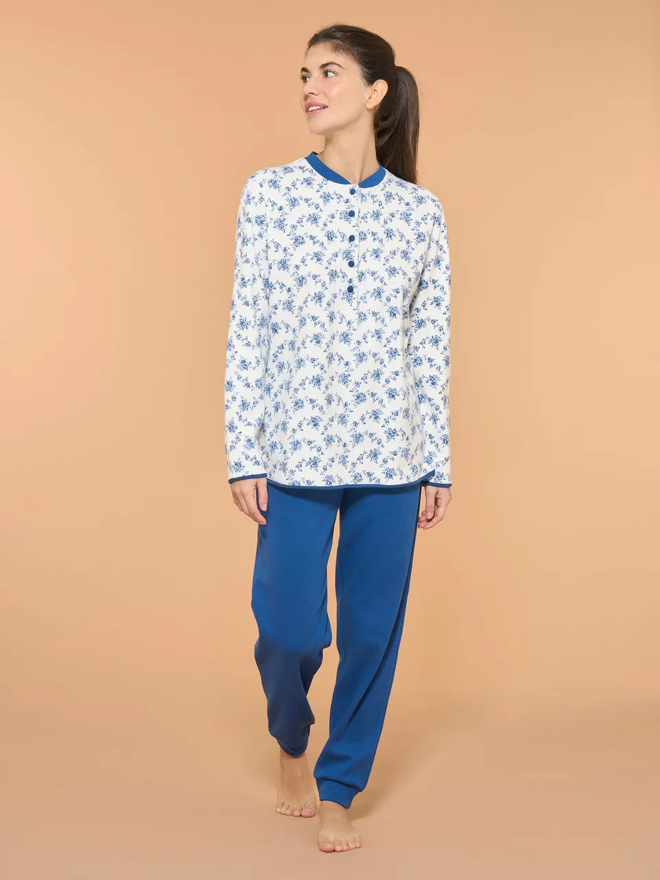 Ragno Jersey Cotone Pigiama Lungo Serafino Set Sail Cotone