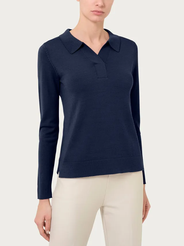Ragno Merino Soft Polo Lana Regular Bleu