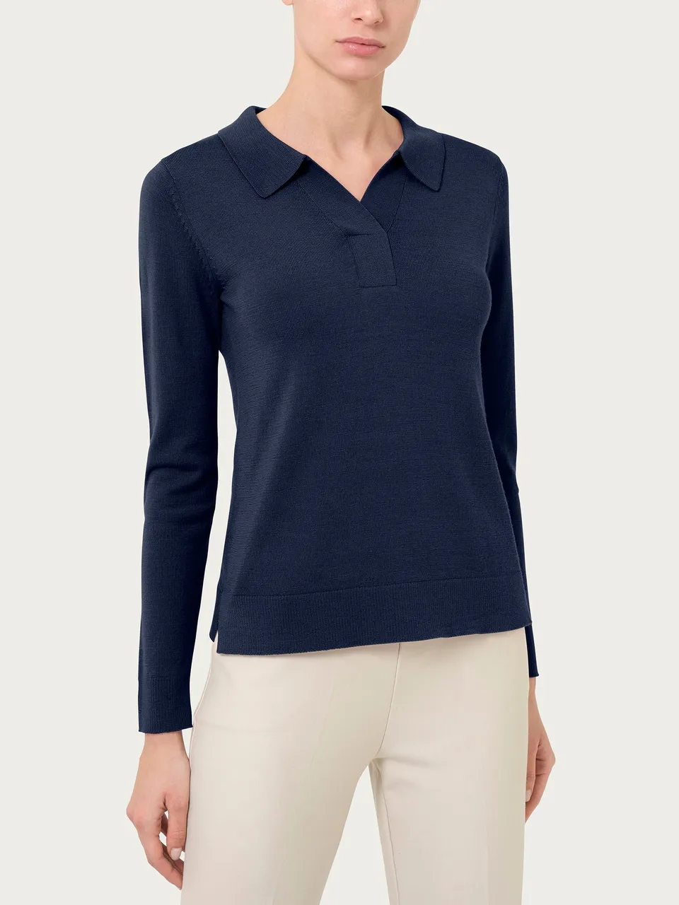 Ragno Merino Soft Polo Lana Regular Bleu