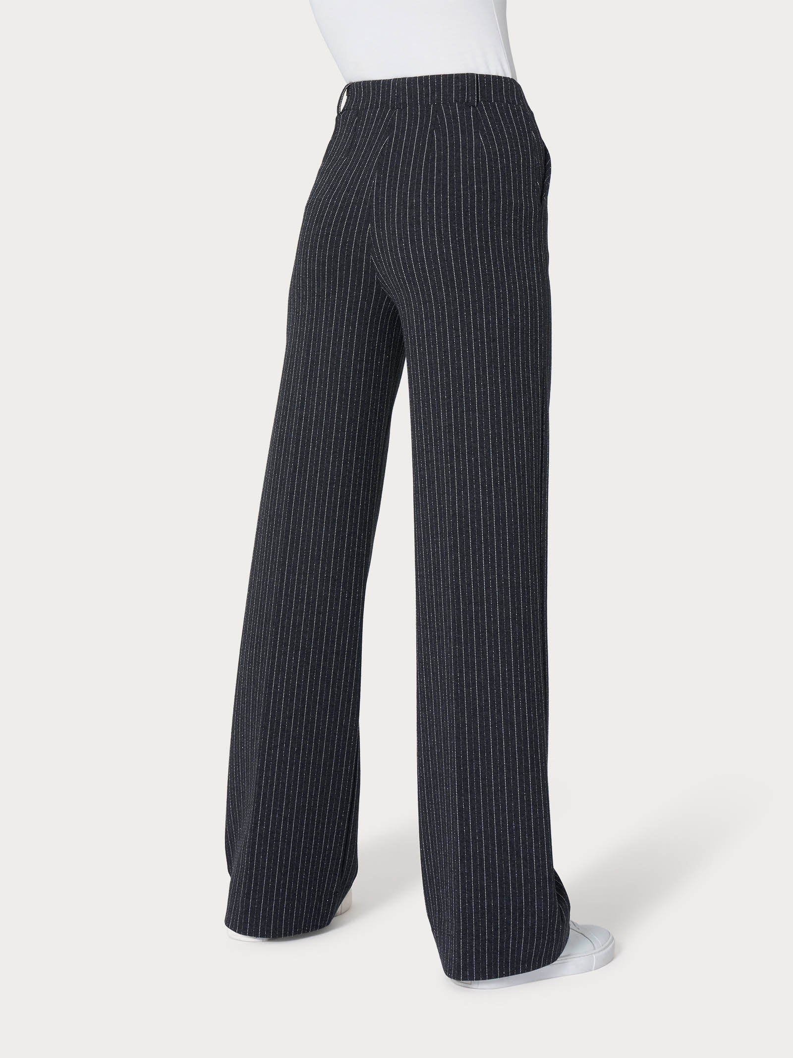 Ragno Compact The Wide Leg pantalone palazzo nero lurex