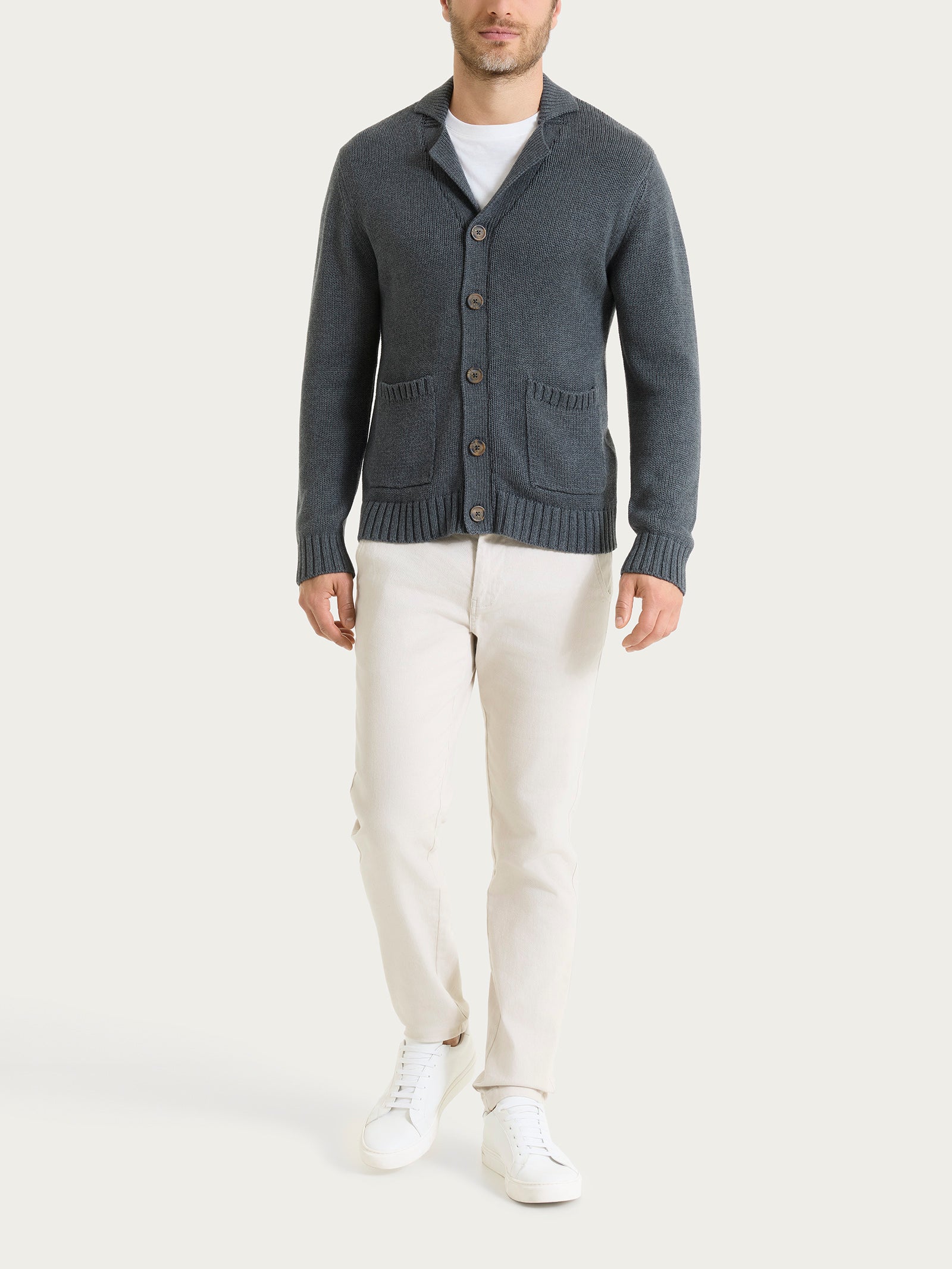 Ragno Winter Cotton cardigan uomo ardesia rever cotone
