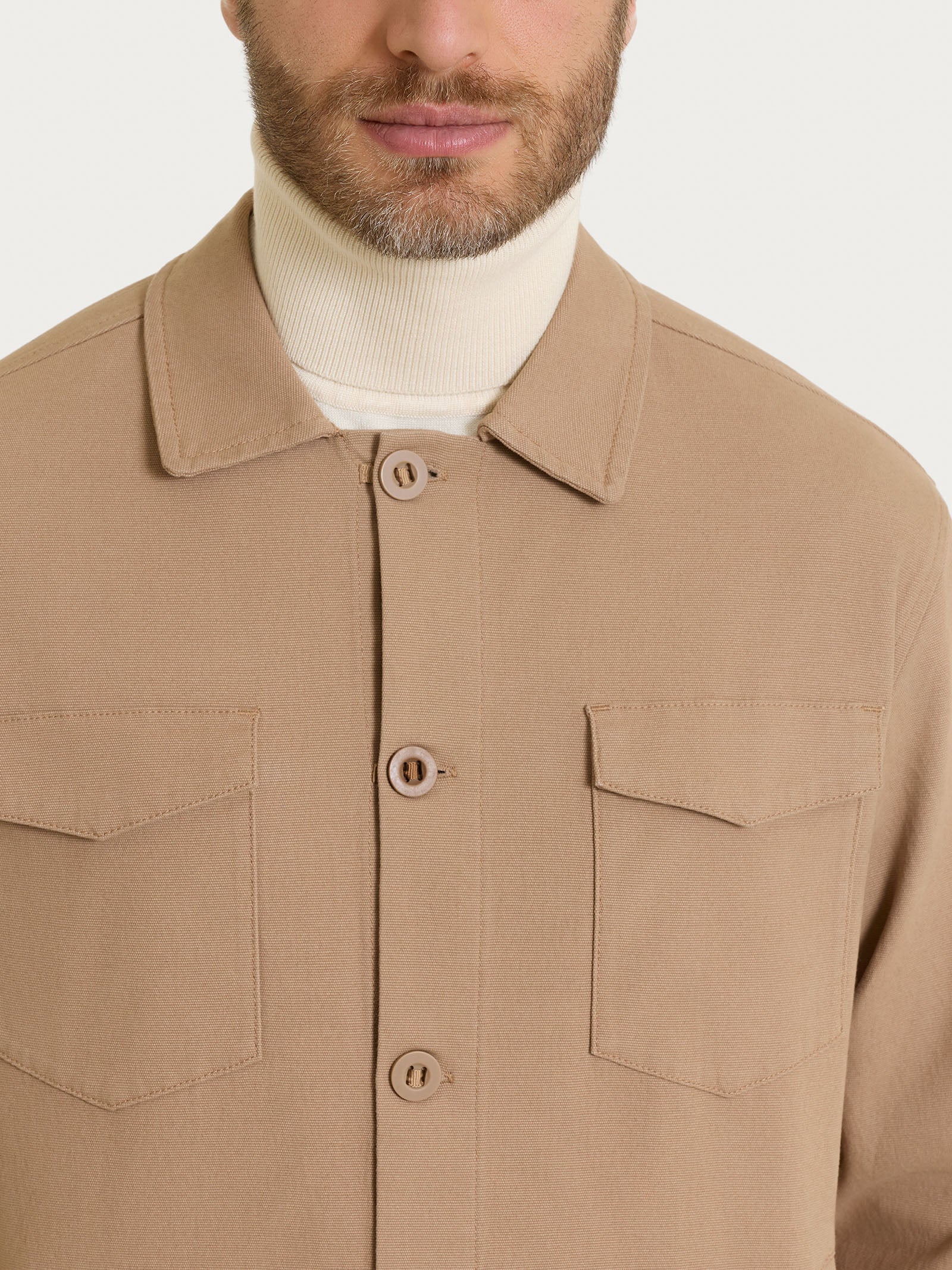 Ragno Shacket Canvas Stretch giacca uomo Tiger's Eye cotone