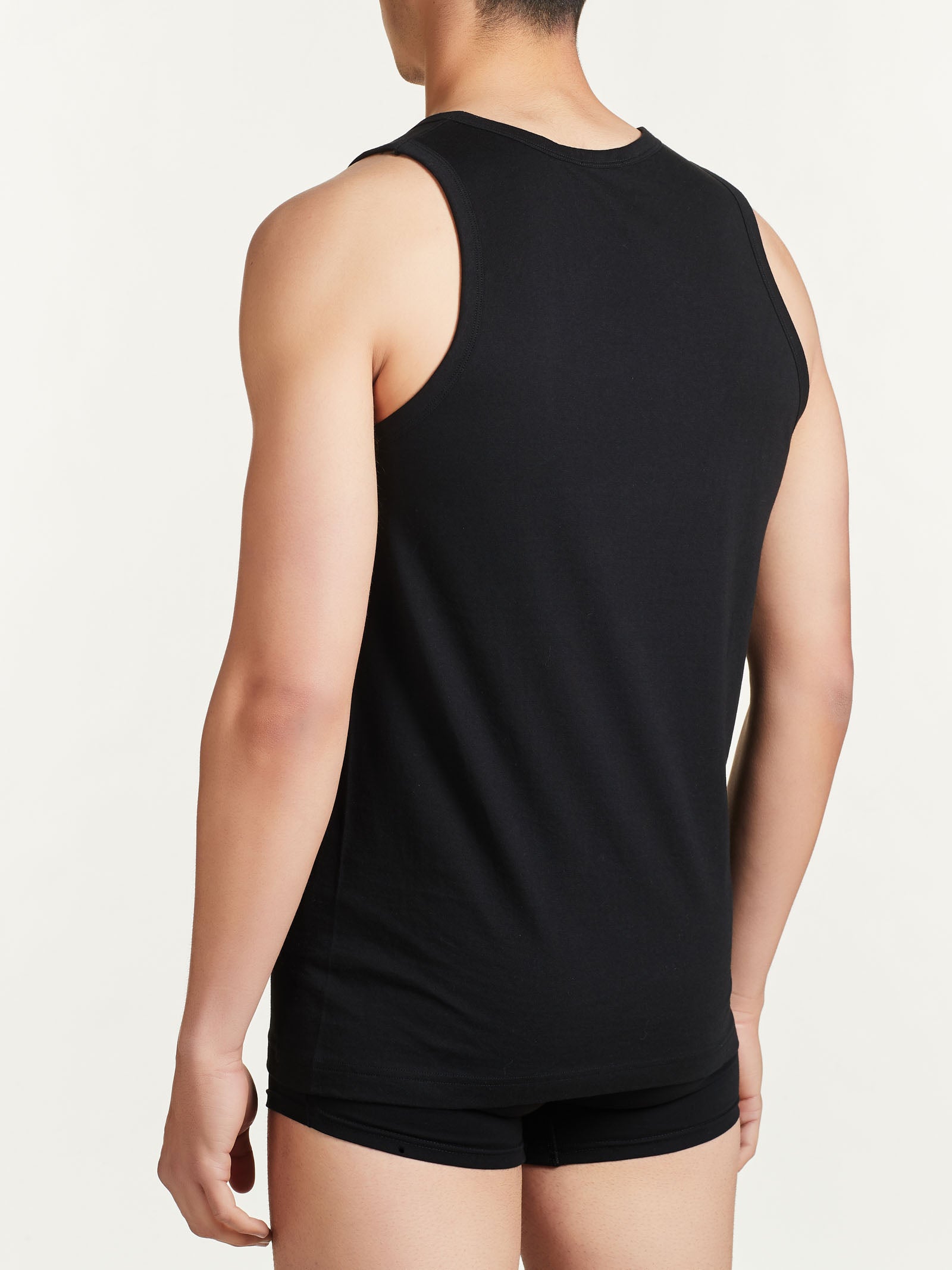 Ragno 100% Cotton Canottiera Spalla Larga Nero Bipack 2 Pz