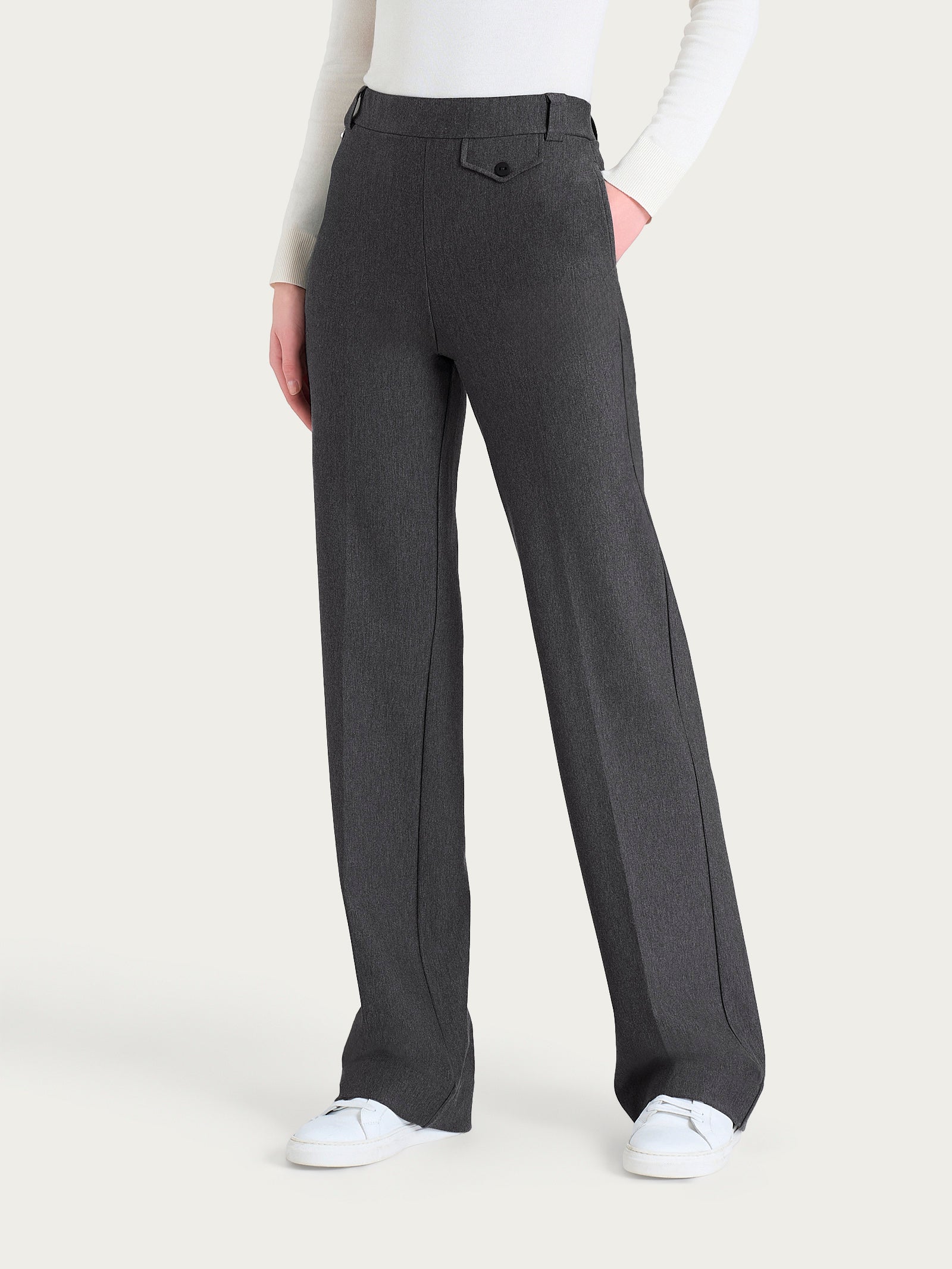 Ragno Compact Pantalone Wide Leg Ardesia Mel. con Taschino