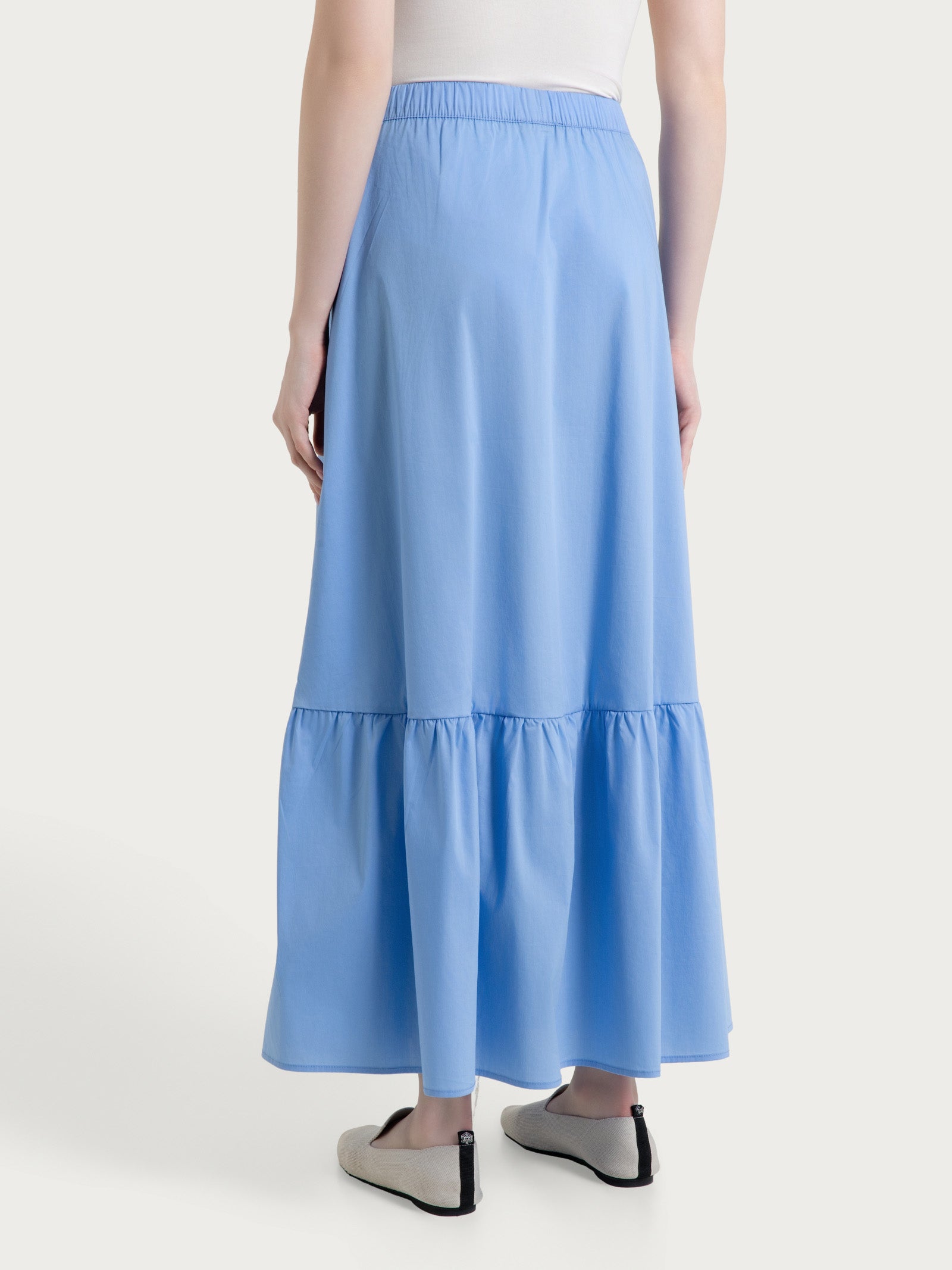Ragno Gonna Longuette a balze Bel Air Blue cotone