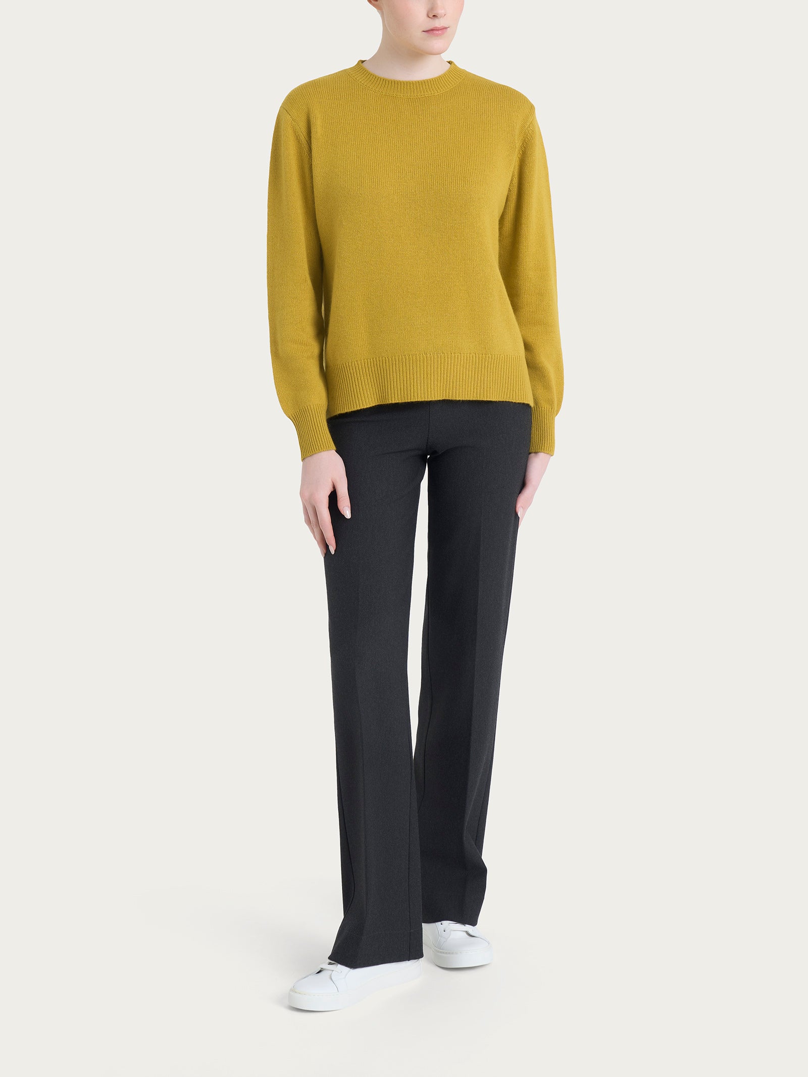 Ragno Natural Soft Maglia Girocollo Oil Yellow Manica Lunga