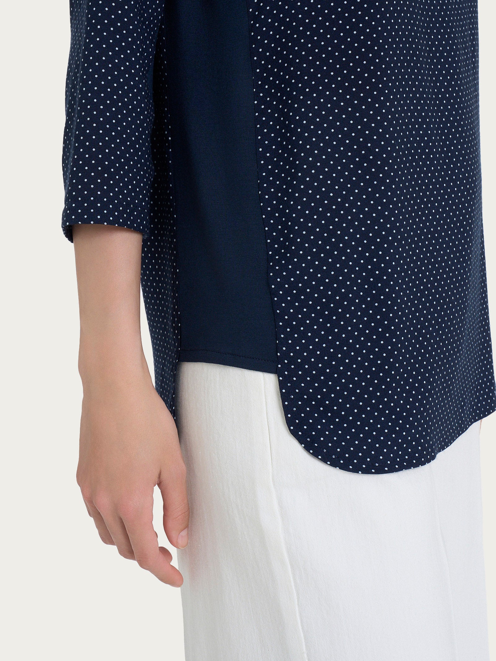 Ragno Maglia Girocollo Dots Fantasia Bleu viscosa manica 3/4
