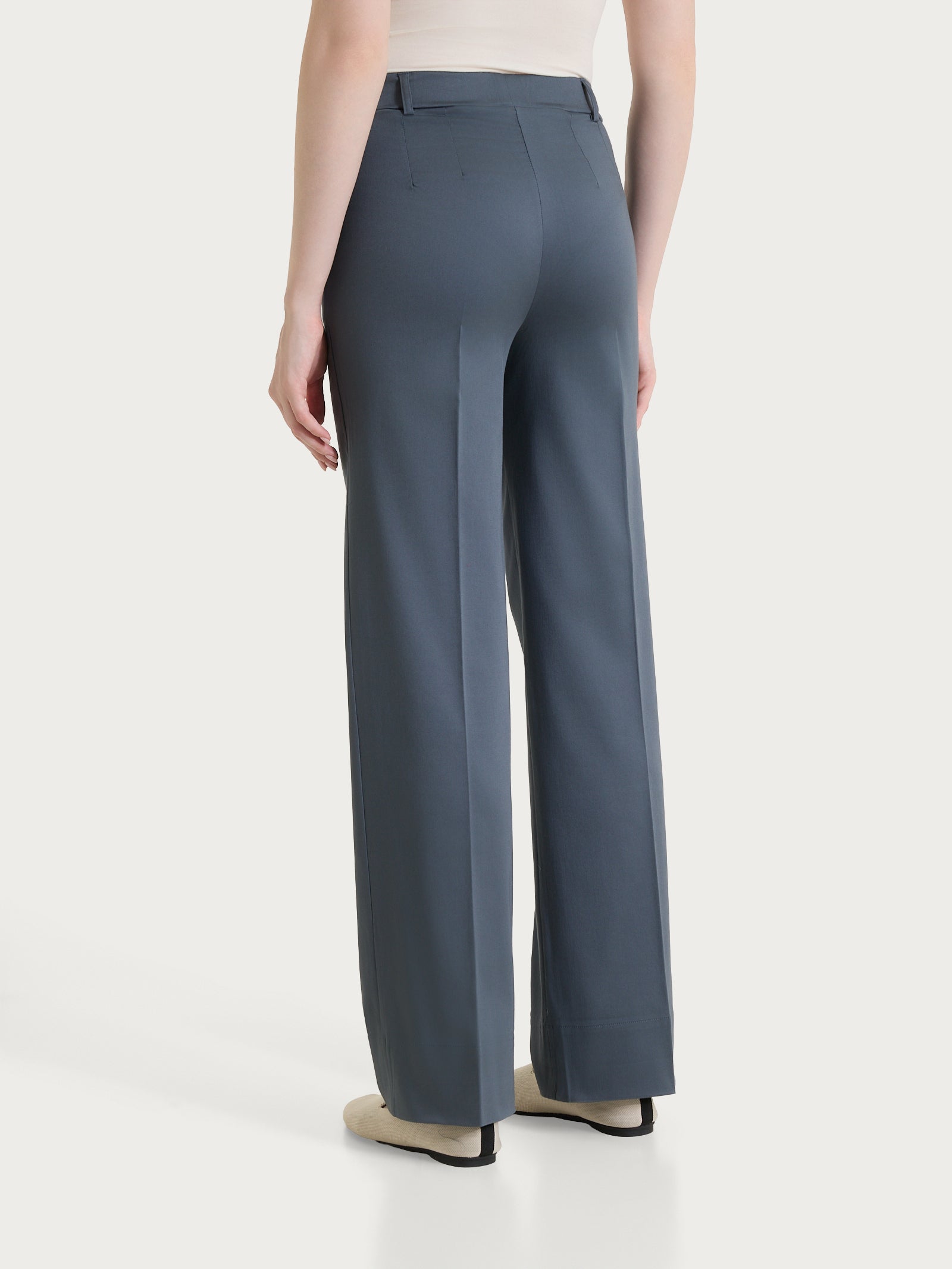 Ragno Satin Power pantalone dritto con tasche e risvolto Turbulence