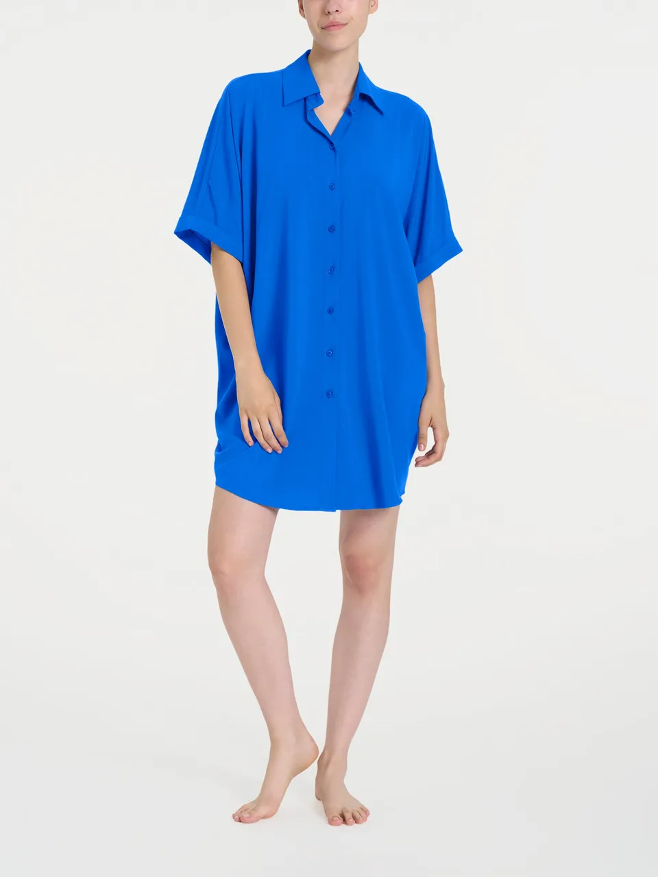Ragno EcoSeta chemisier kimono blu corto viscosa