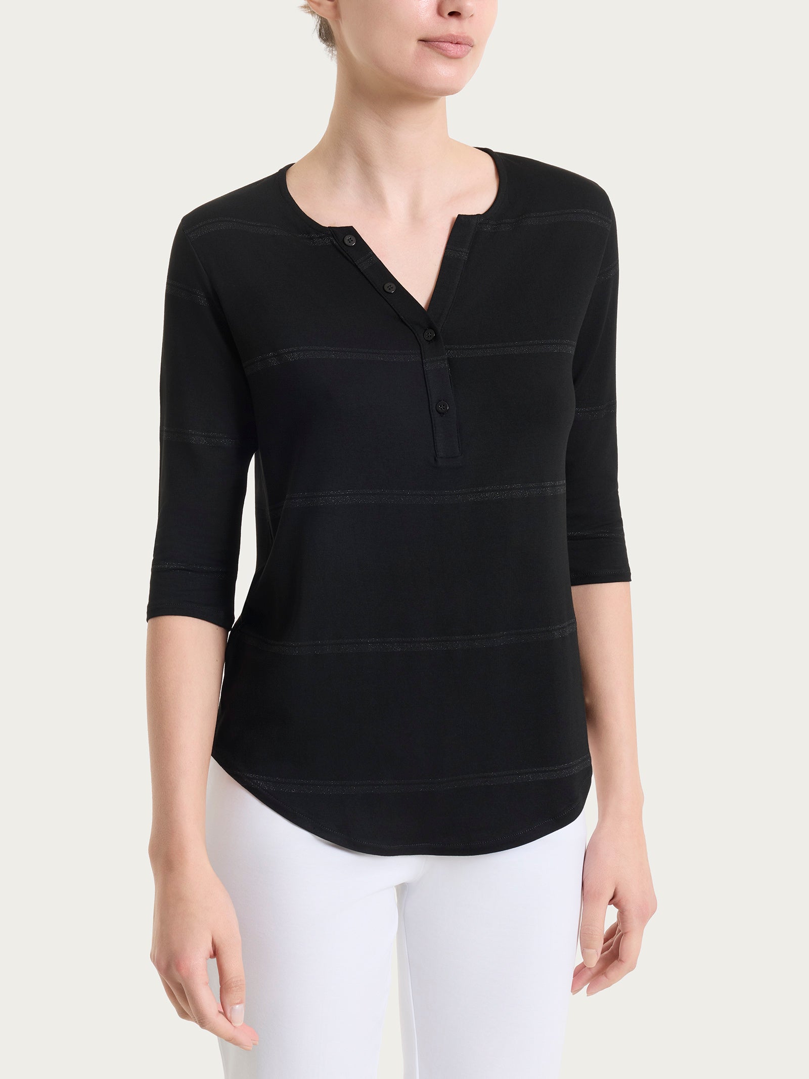Ragno Viscosa Summer Maglietta righe lurex nera