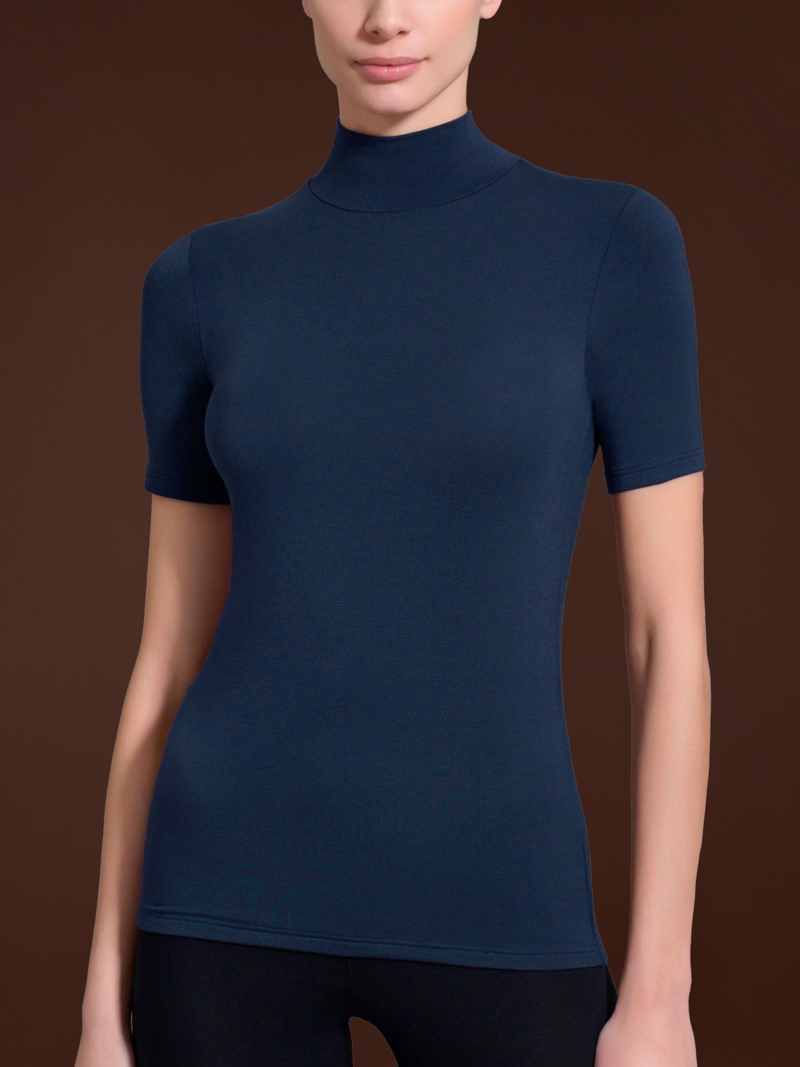 Ragno Eco Viscosa maglietta collo alto Bleu viscosa