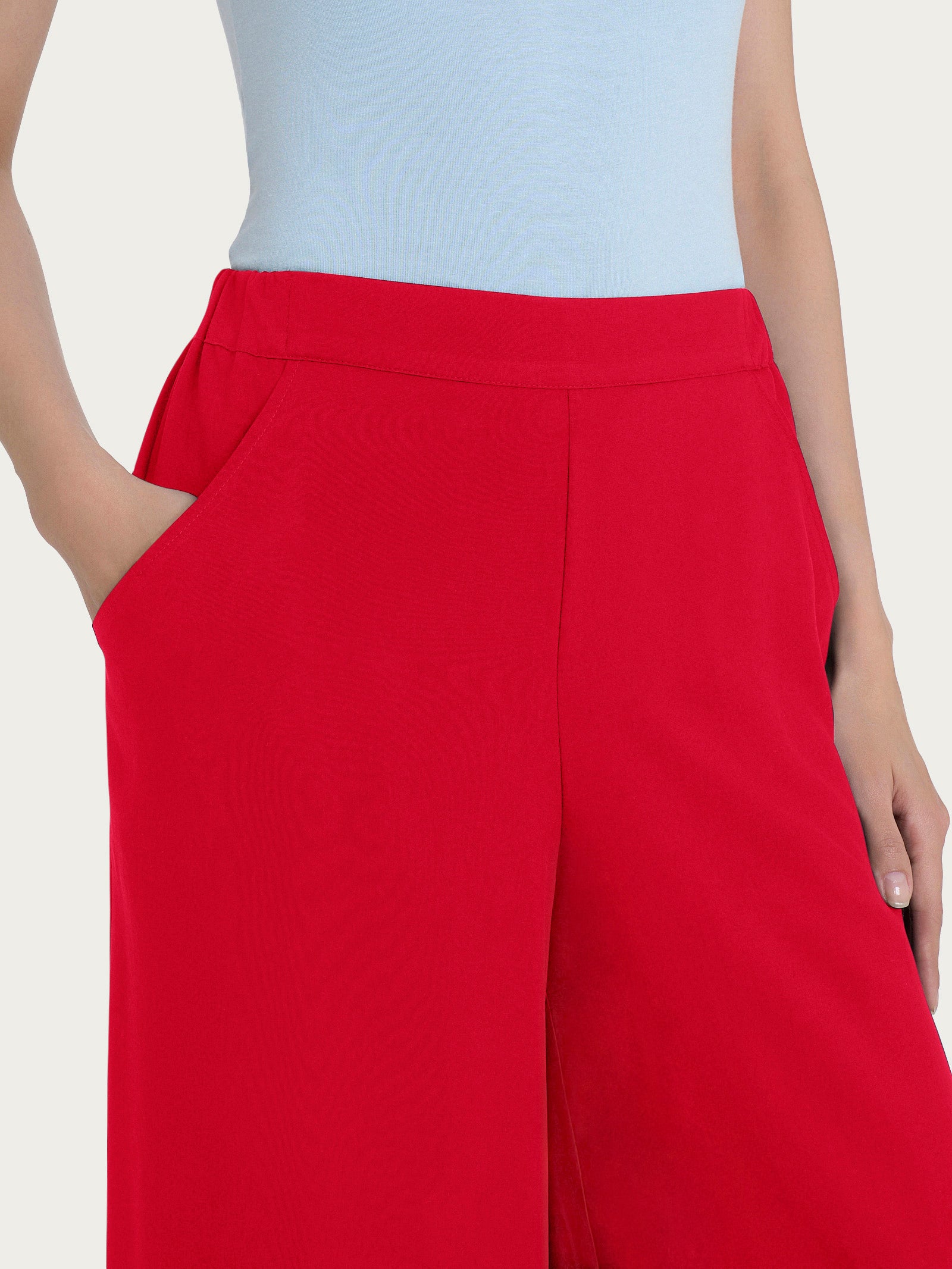 Ragno EcoSeta Pantalone palazzo Salsa viscosa con tasche