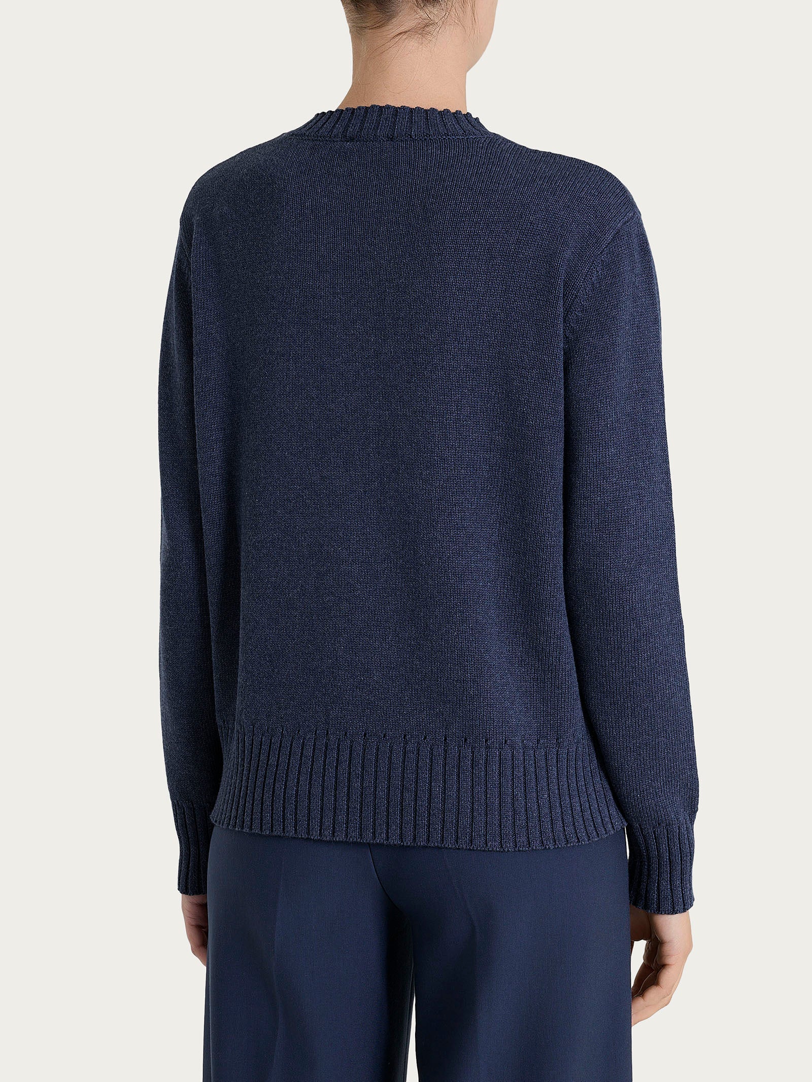 Ragno Winter Cotton maglia girocollo donna Avio Mel. puro cotone