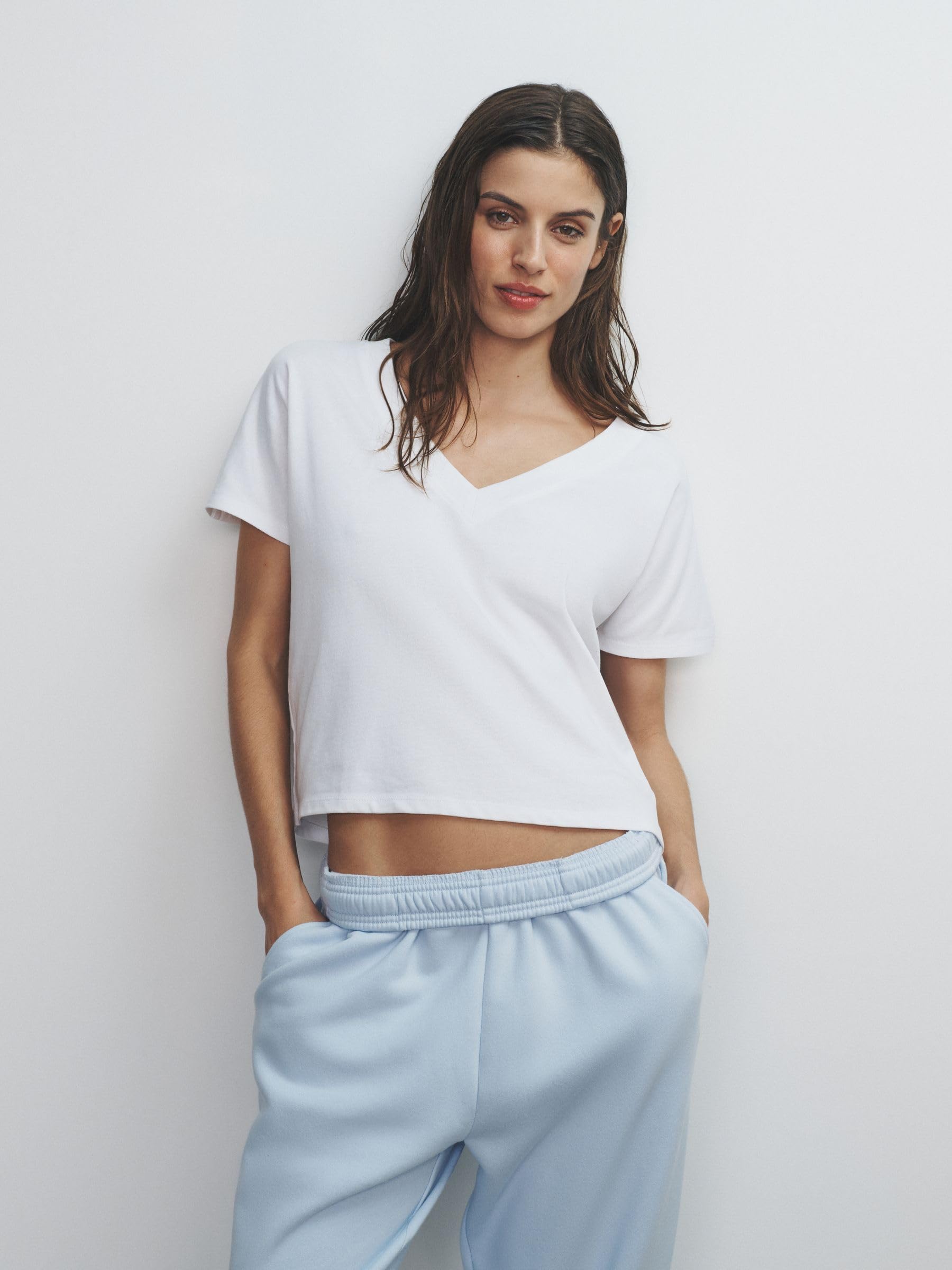 Geo Next THE SET T-Shirt Scollo V Donna 4 Pezzi Tessuto Pesante