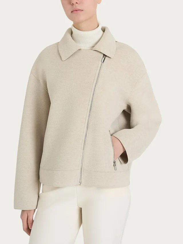 Ragno Vegan Wool Giacca Chiodo Champignon Mel. con zip