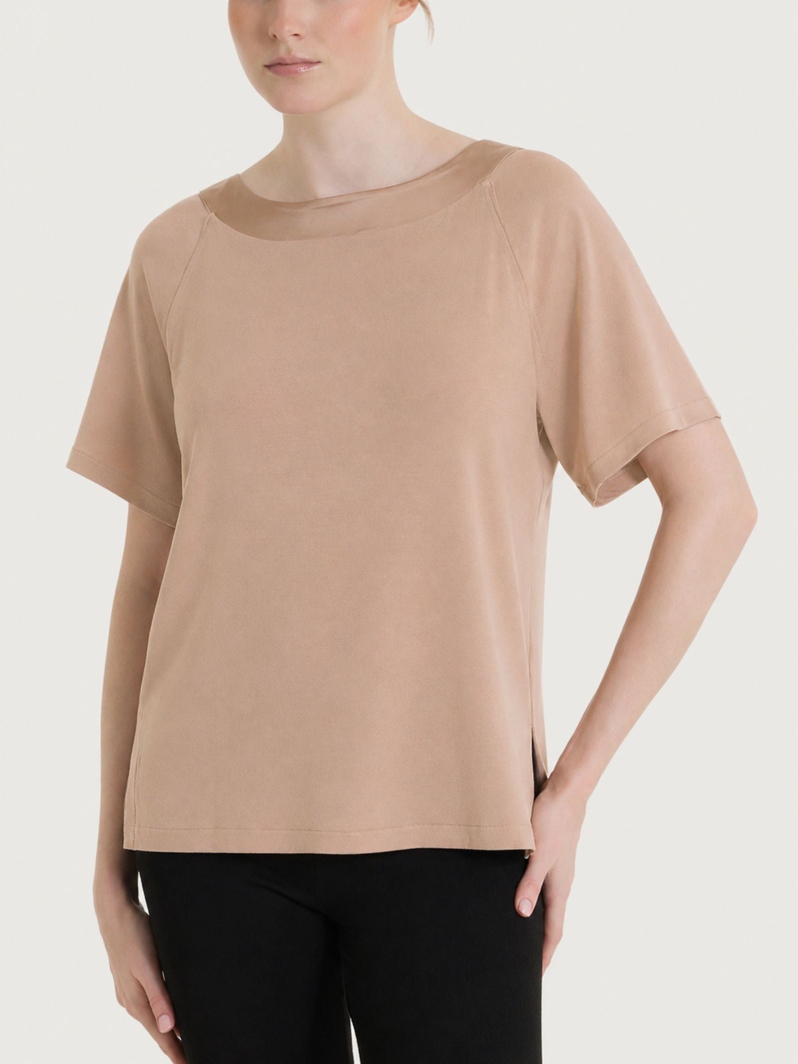 Ragno Viscosa Summer Maglietta Warm Taupe Manica Corta