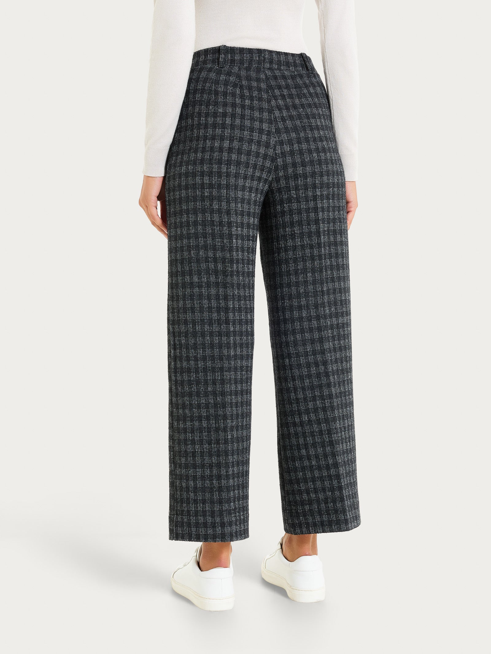Ragno Eco Jacquard Pantalone Ampio Caviglia Fantasia Nero Lana