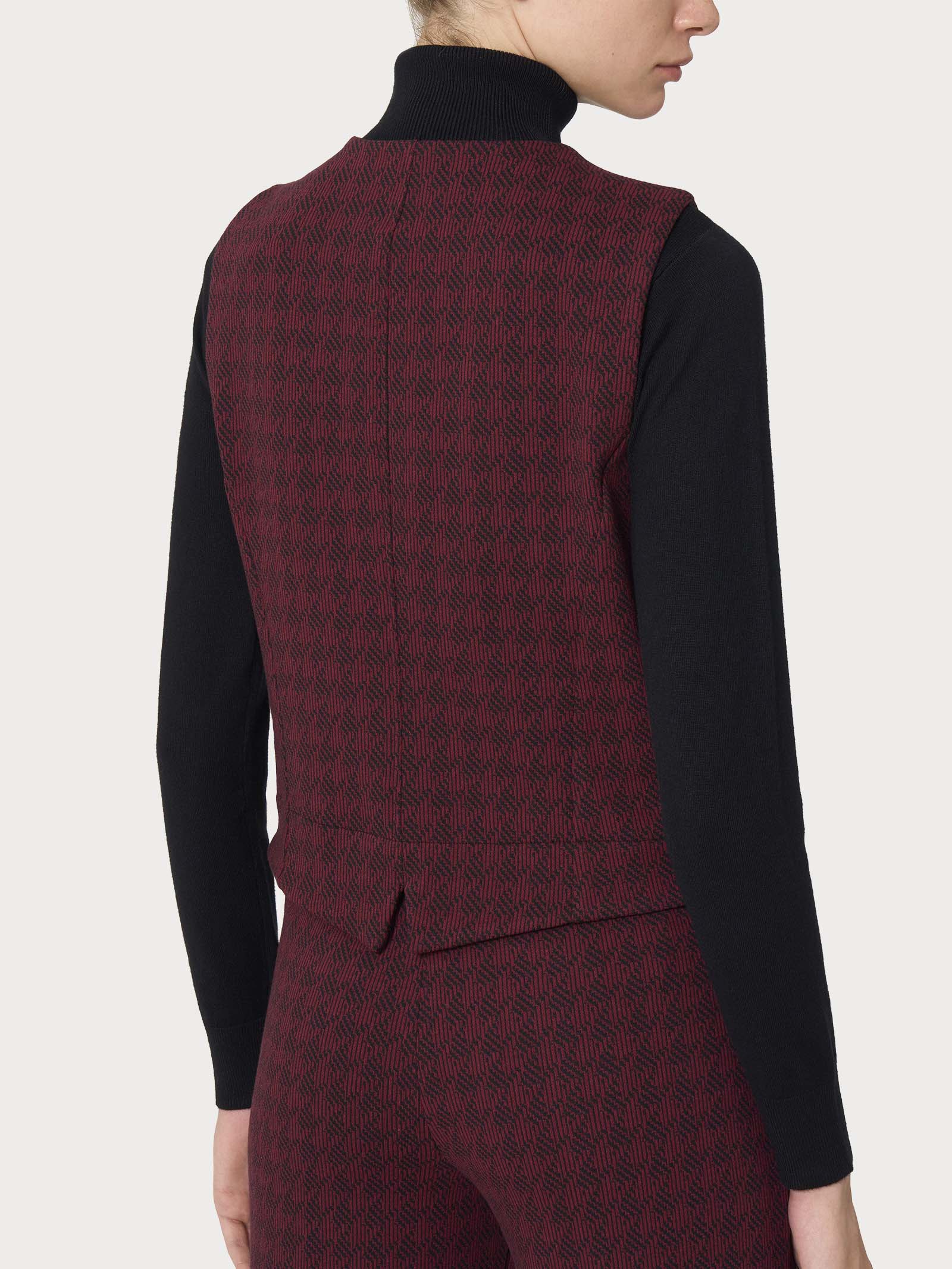 Ragno Comfort Gilet 4 bottoni donna rosso jacquard pied de poule