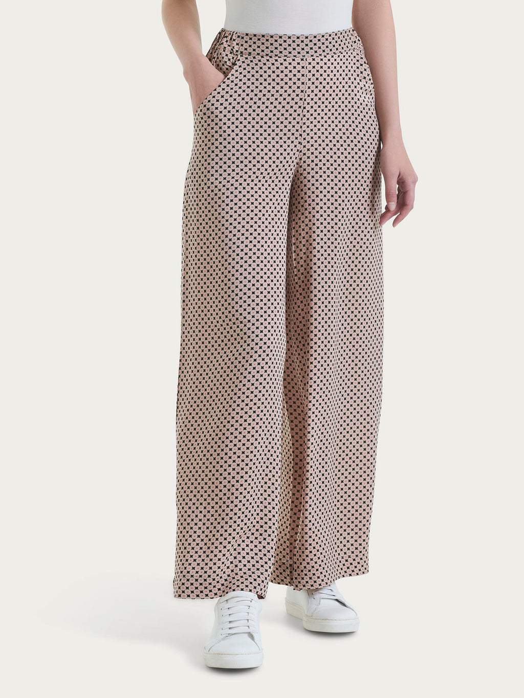 Ragno EcoSeta pantaloni palazzo viscosa nero Fant. Black