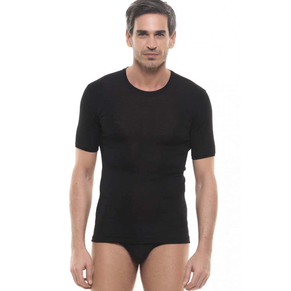 Lady C Alpina t-shirt uomo lana seta bianca manica corta