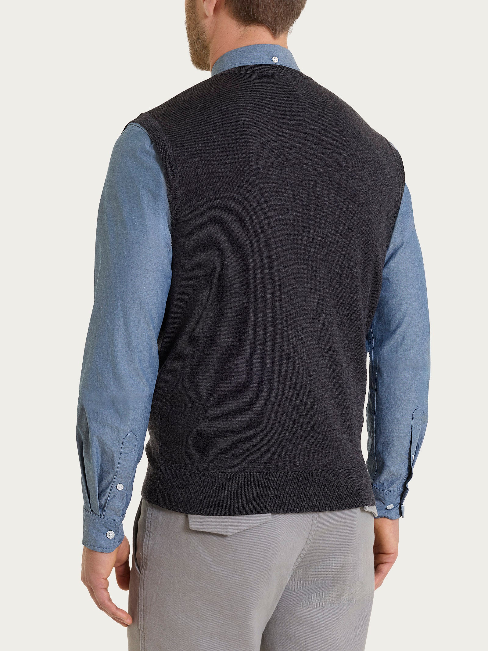 Ragno Merino Soft Gilet Scollo V Lana Oscuro Mel.