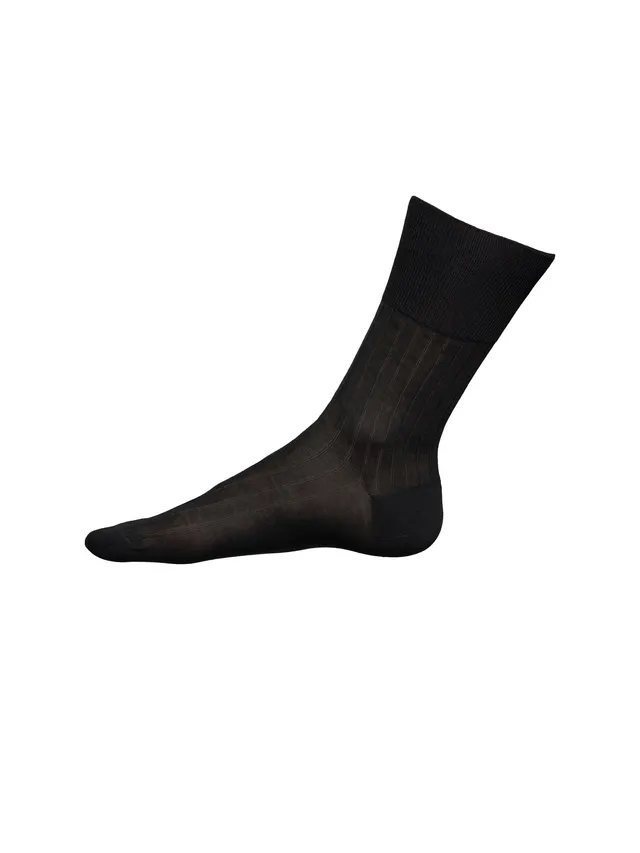 Ragno 100% Cotton Calza Sanitaria Uomo Nero Filo di Scozia cotone
