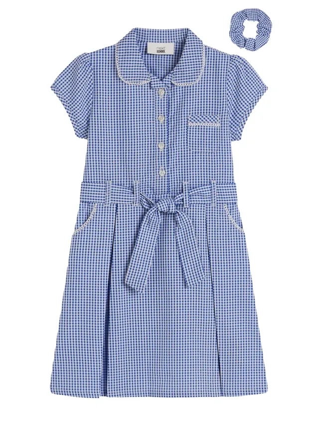 Next Abito Scuola Bambina con Cintura a Quadri