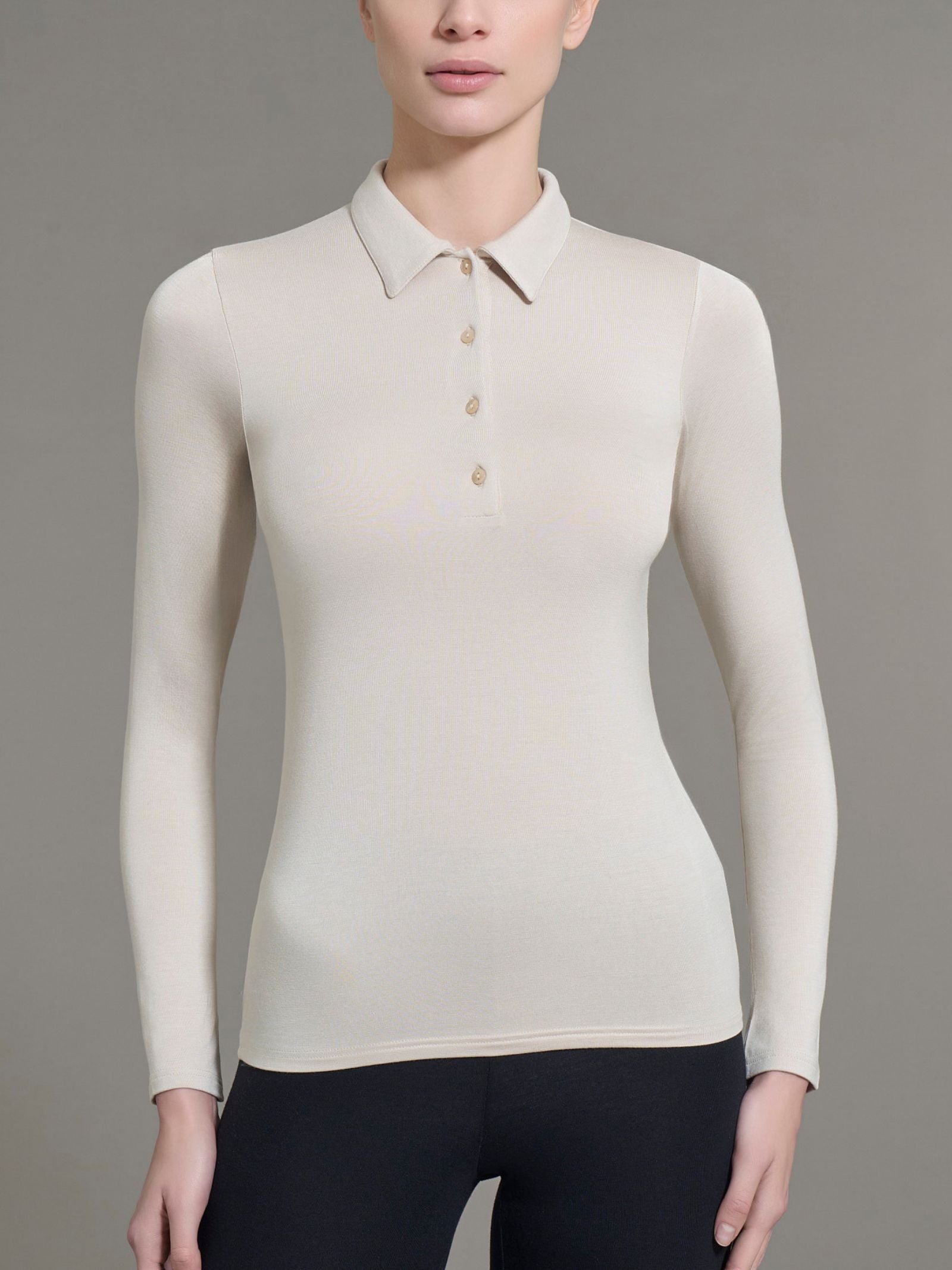Ragno Eco Viscosa Polo Manica Lunga Corda Skinny