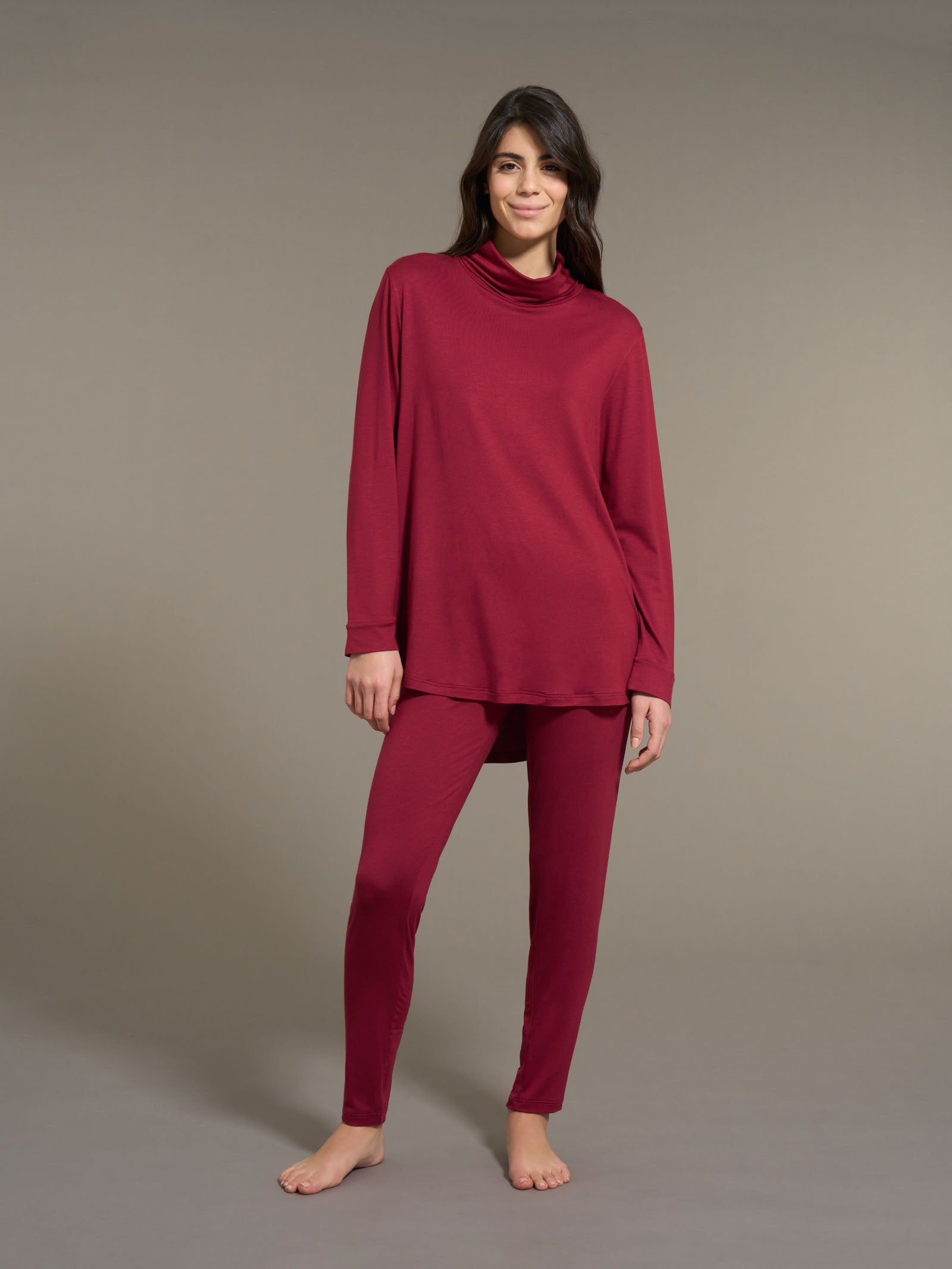 Ragno Pigiama Lungo Collo Vulcano micromodal Tibetan Red