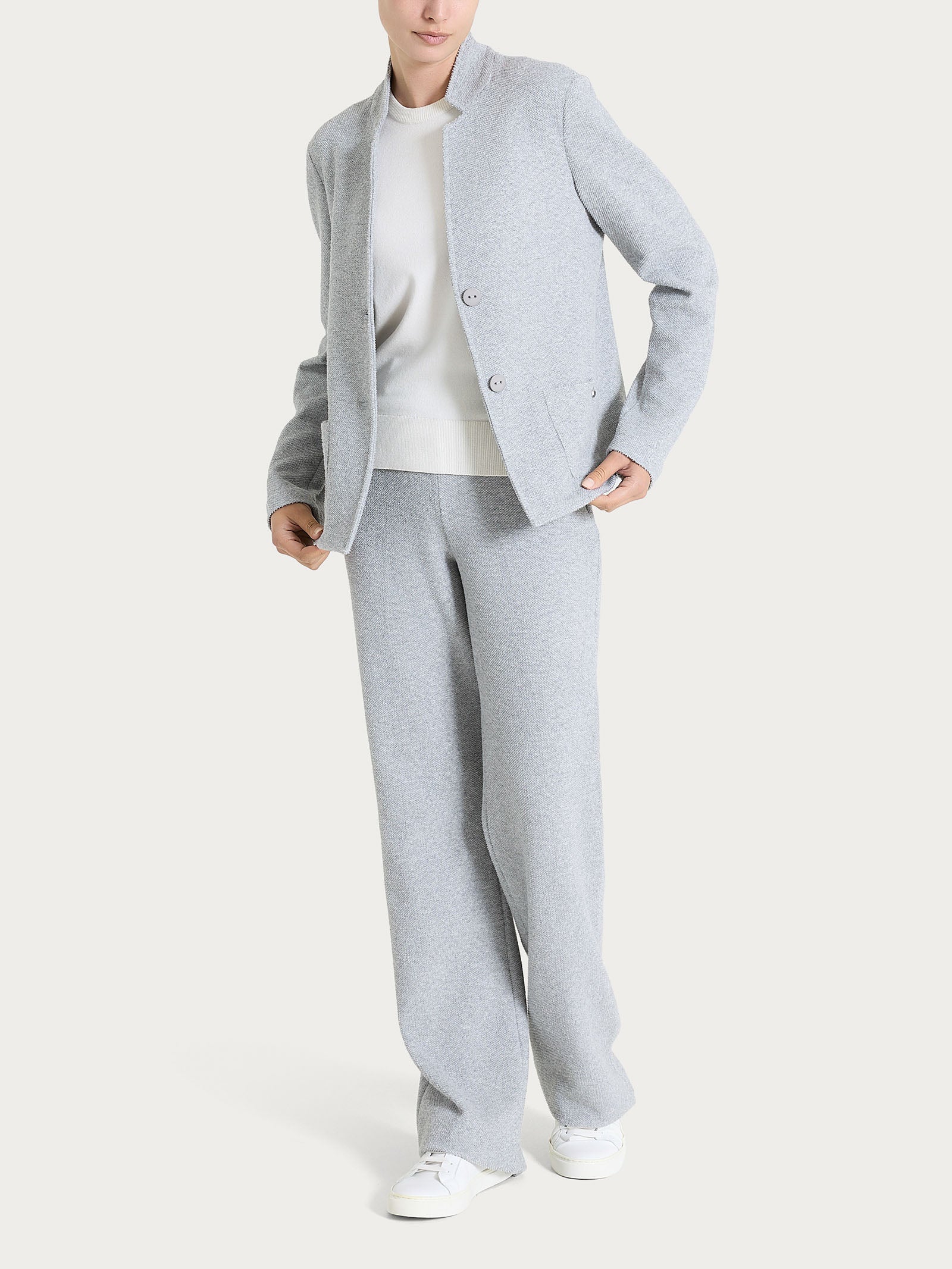 Ragno Comfort blazer corto donna grigio melange japanese fleece