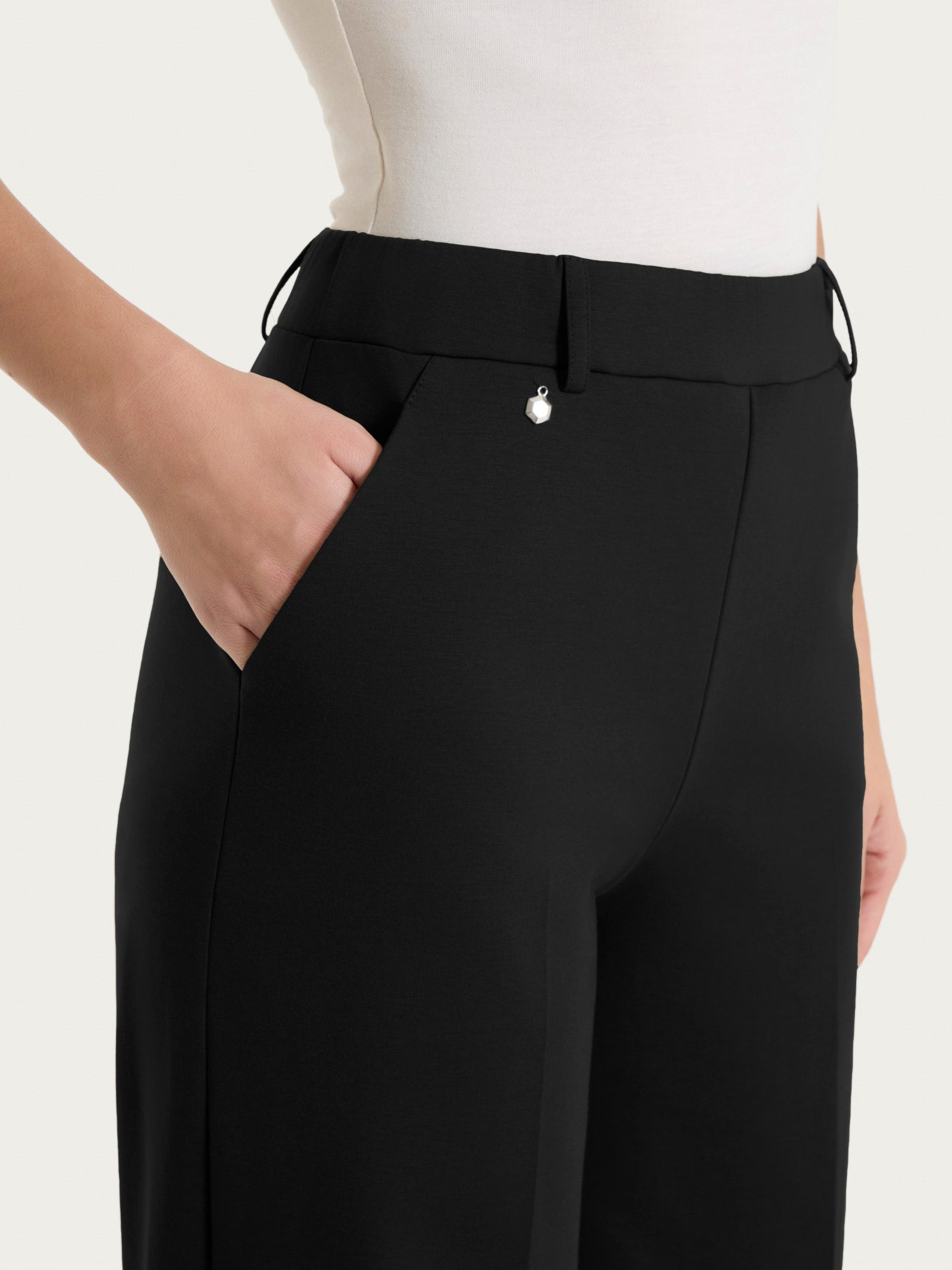 Ragno Compact Light Pantalone Palazzo con Tasche pantaloni nero