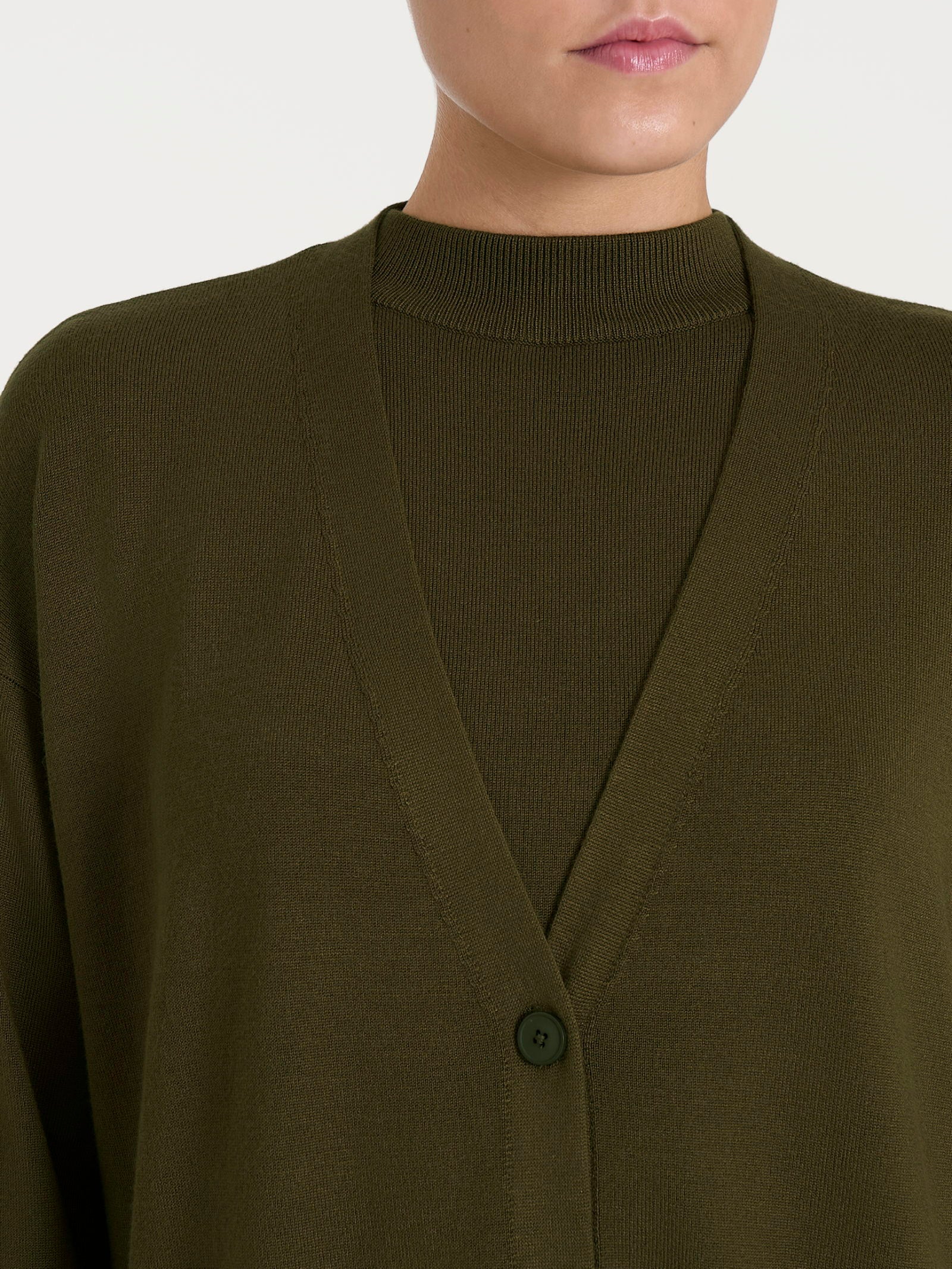 Ragno Four Seasons cardigan over donna Dark Olive viscosa