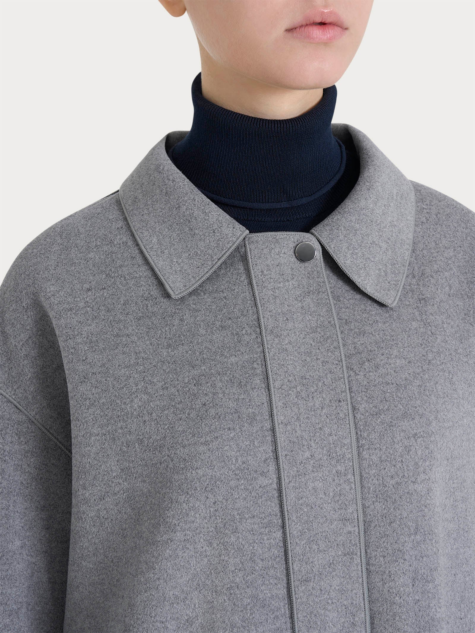Ragno Vegan Wool Giacca Collo Camicia Grigio Mel. calda