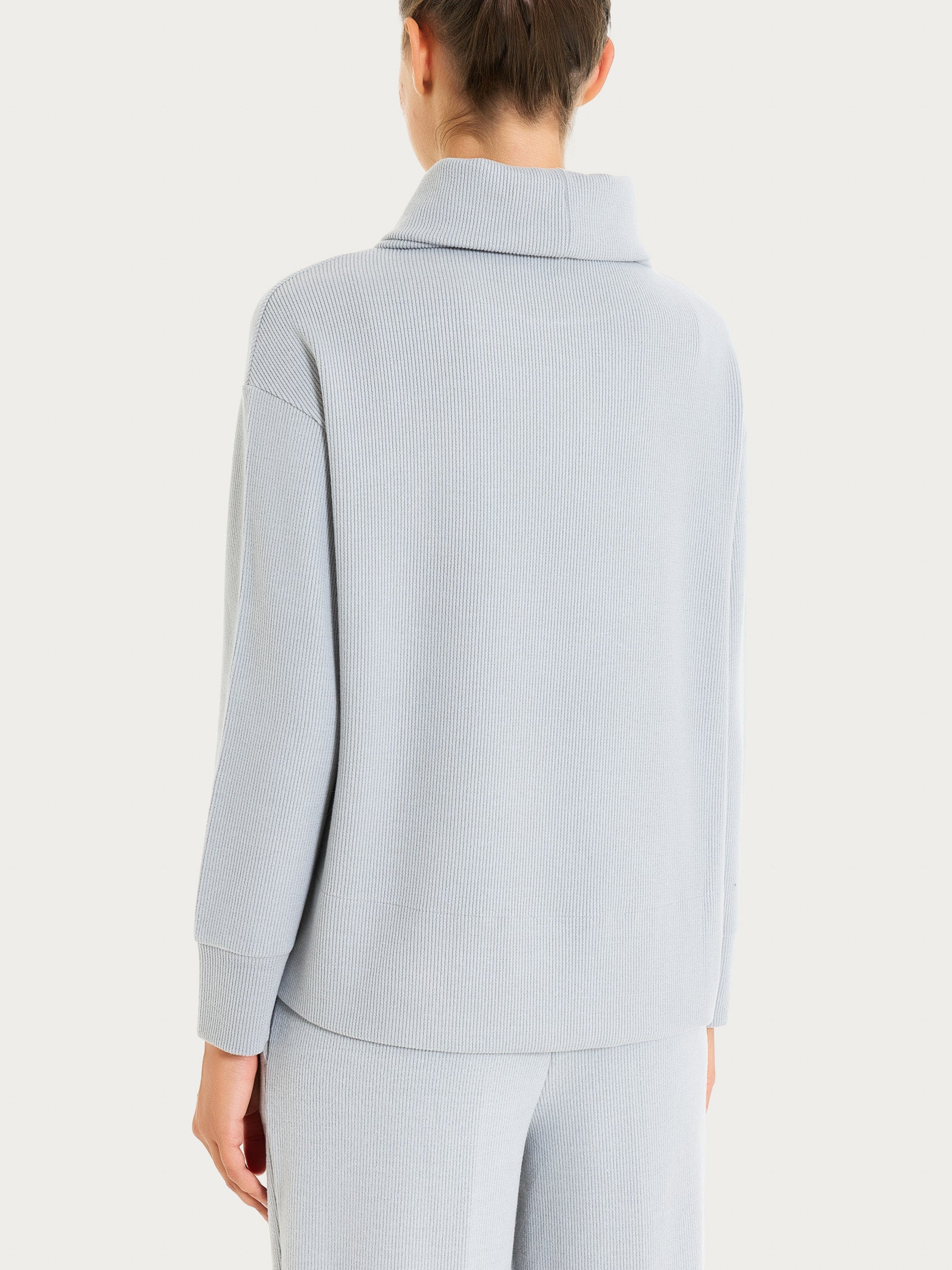 Ragno Velvet Felpa Donna Grigia Collo Ciambella Over