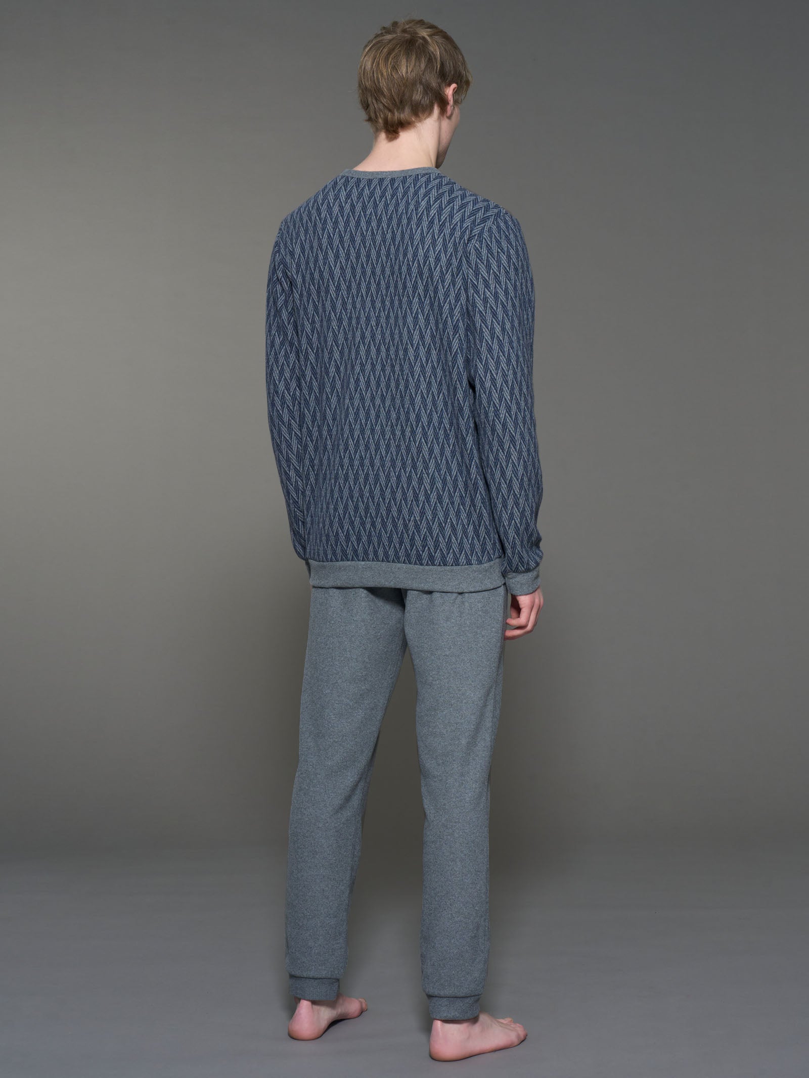 Ragno Cotton Eco Pile pigiama serafino Fant. Indigo Mel.
